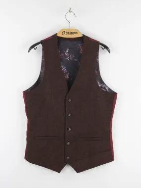 Men's Textured Floral Inside Vests,Brown