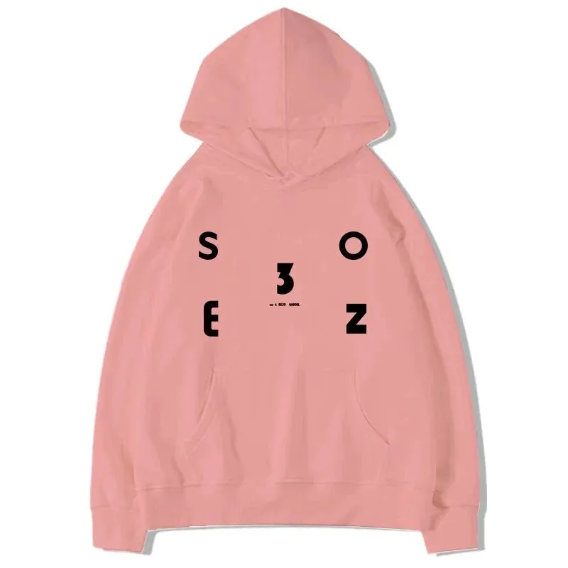 Metaversmall Simple Letter Printing Casual Women Hoodies Solid Color Hooded Drawstring Loose Chic Pocket Fashion Winter Female Hoodies