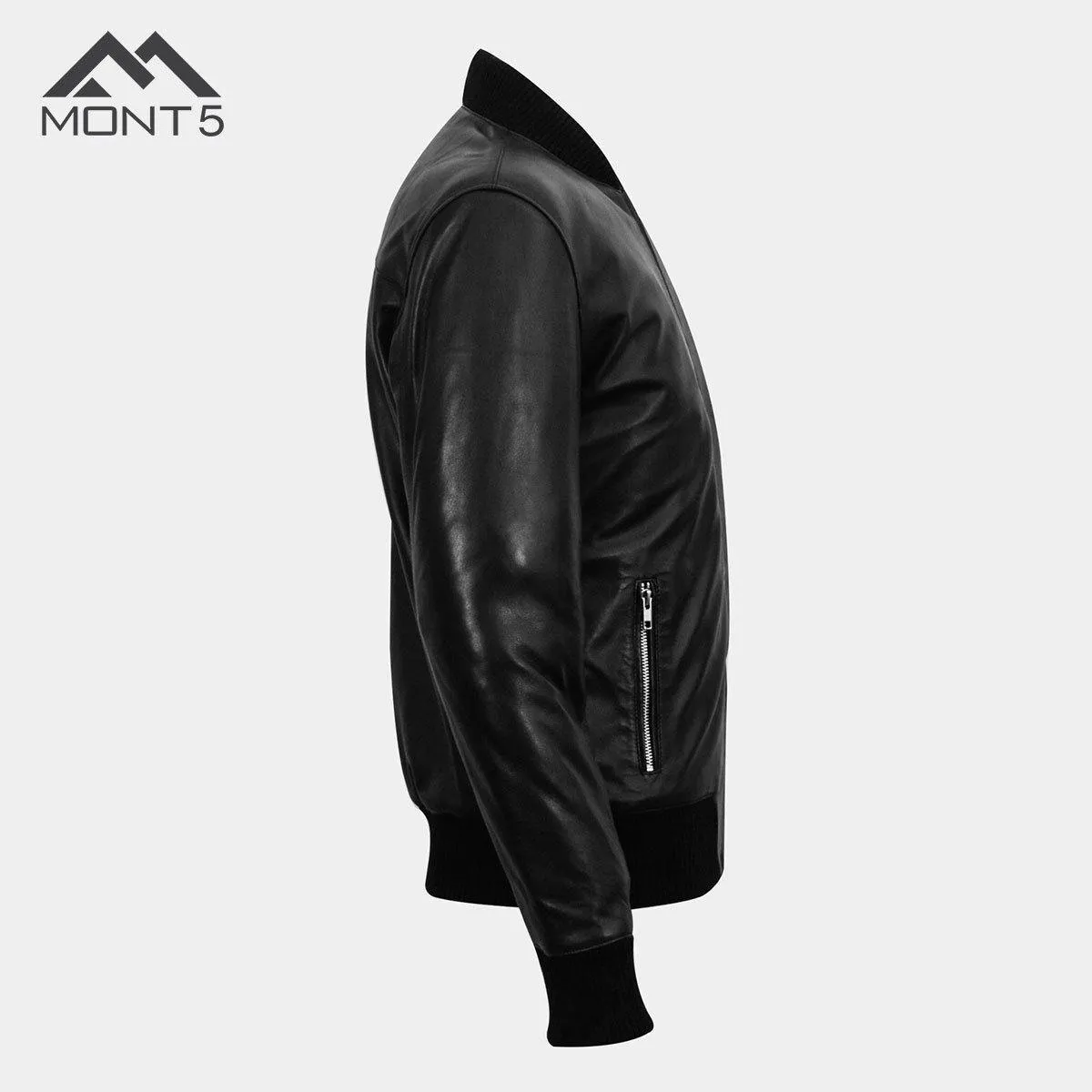 MONT5 - K2 Black Sheepskin Bomber Jacket for Men