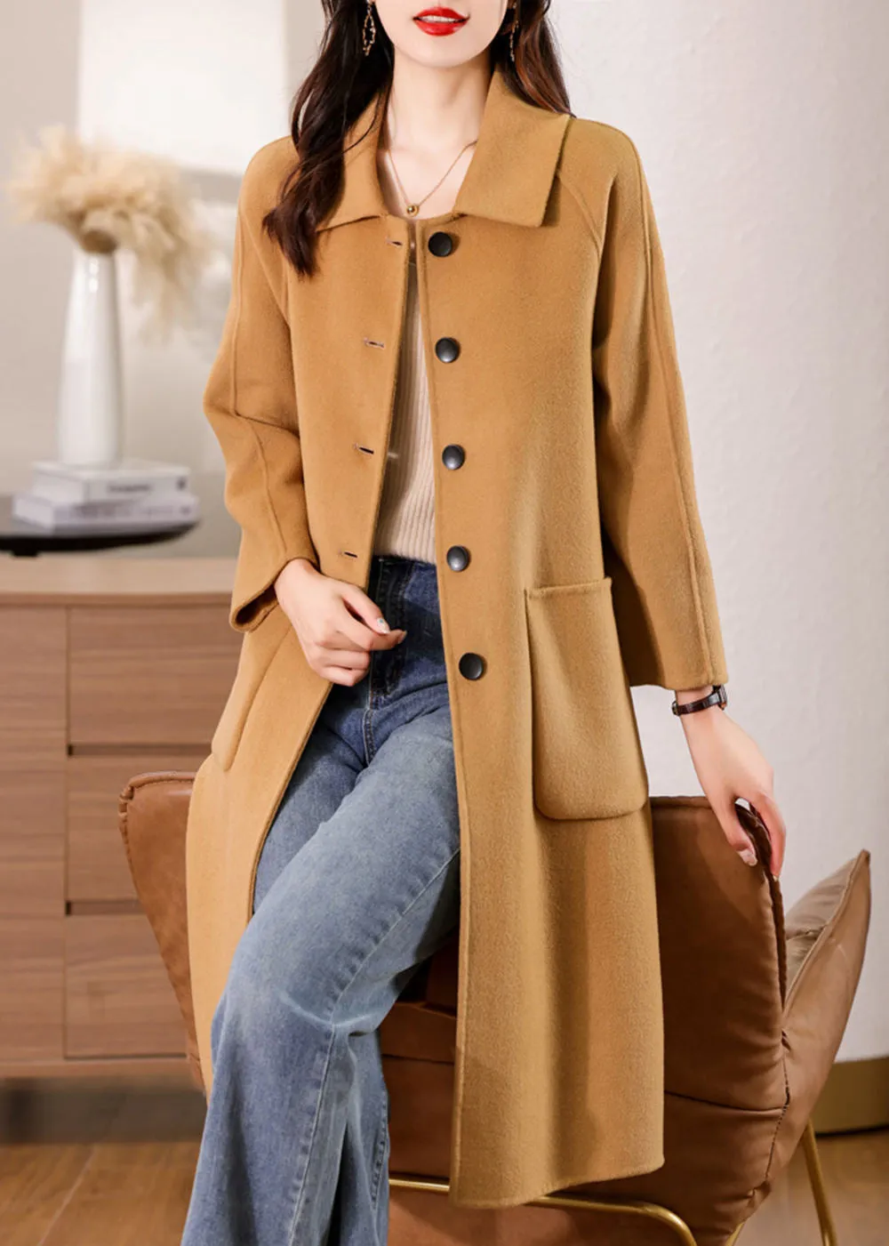 Muriel Single Breasted Double Face Wool Coat