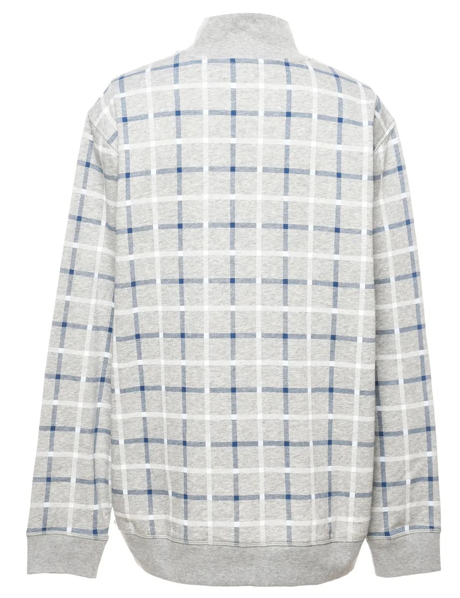 Nautica Checked Light Blue, Grey & White Printed Sweatshirt - XL