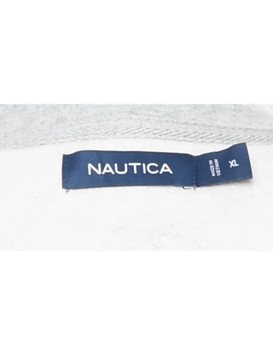 Nautica Checked Light Blue, Grey & White Printed Sweatshirt - XL