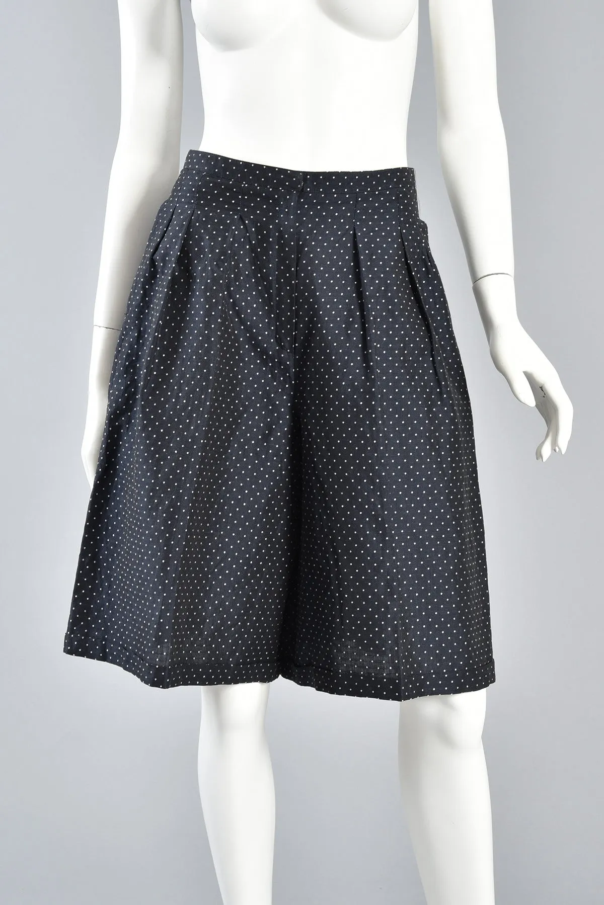 Navy Blue & White Flared Polkadot Culottes Shorts