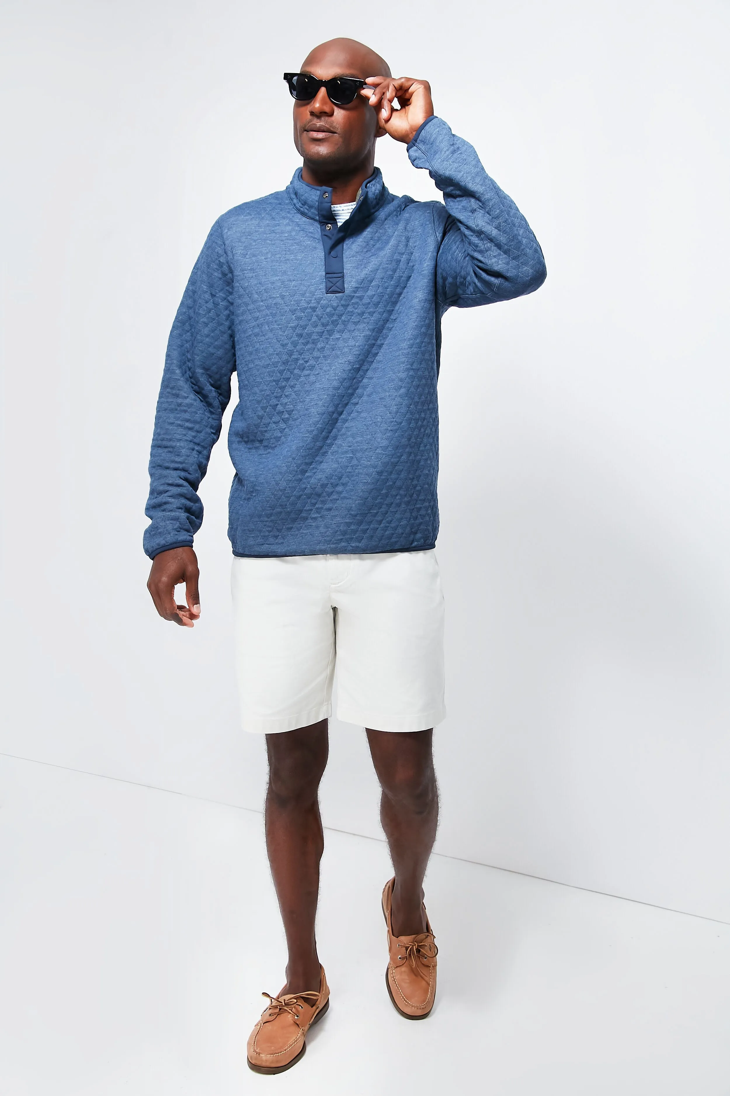 Navy Olive Heather Corbet Reversible Pullover