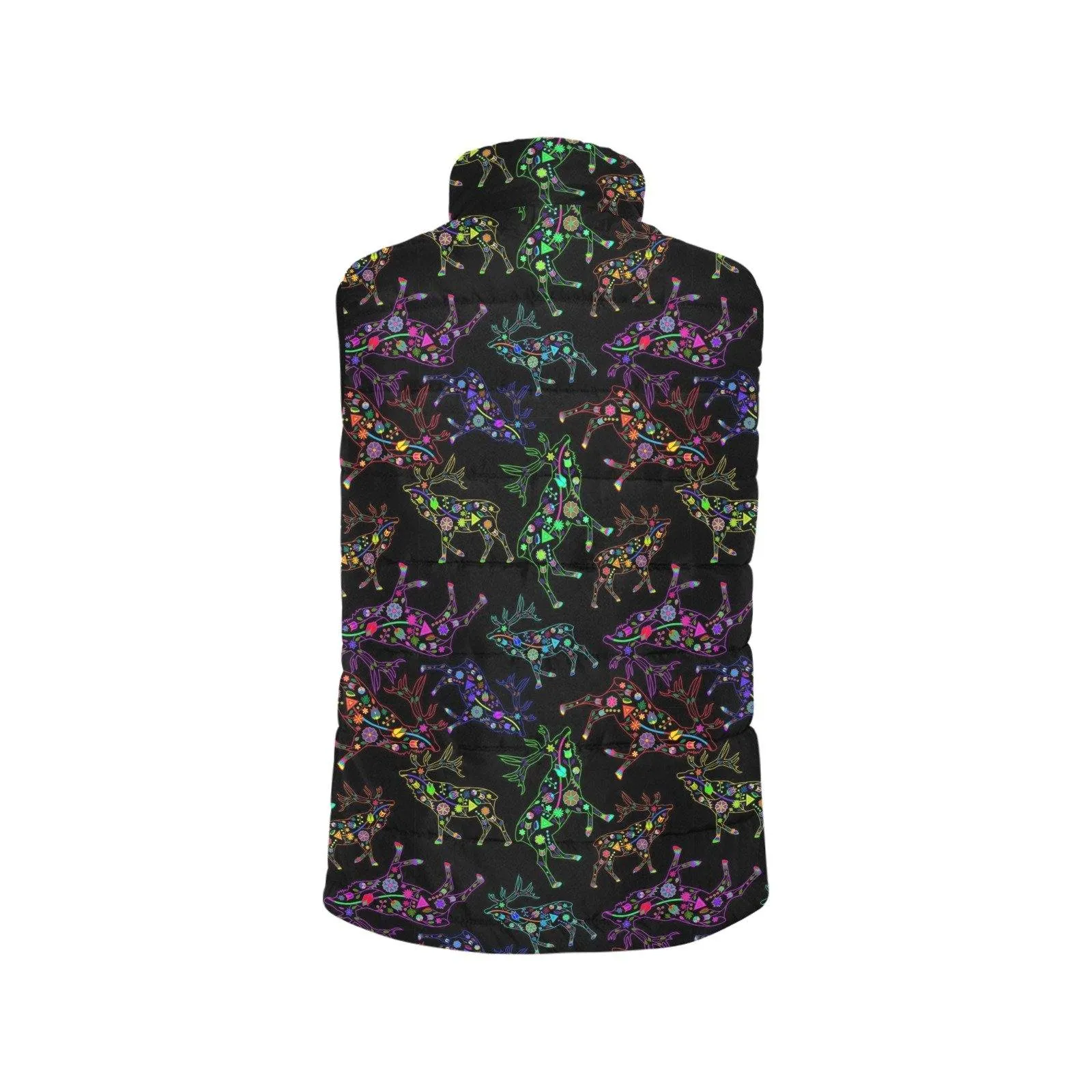 Neon Floral Elks Women's Padded Vest Jacket