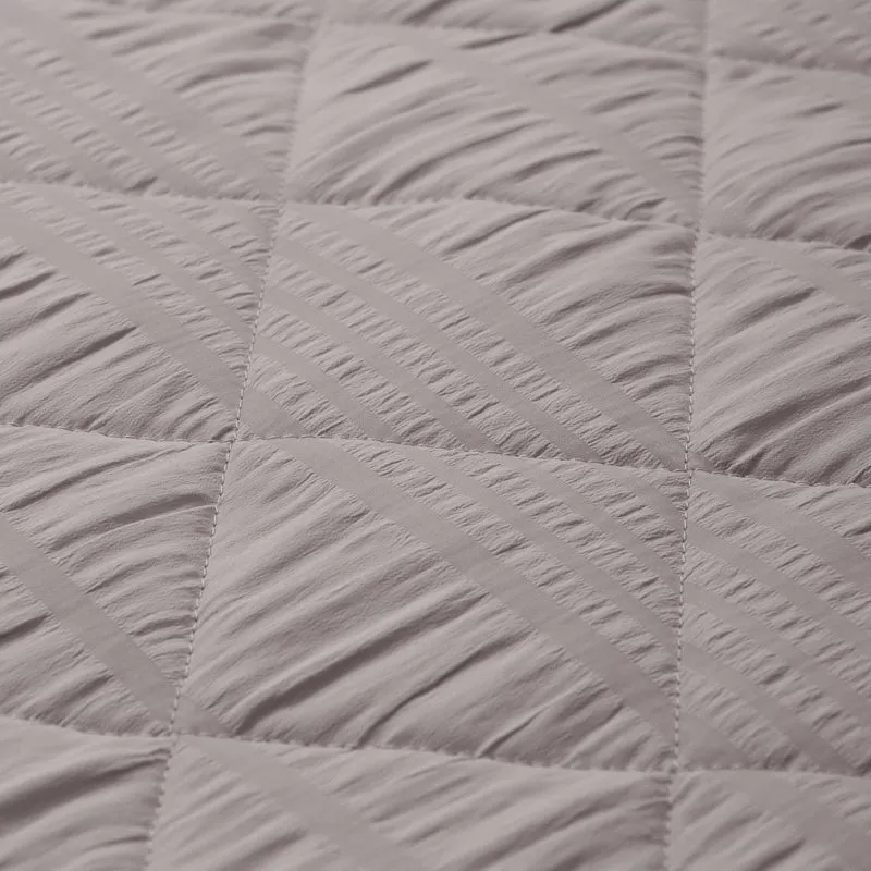 Nest Microfibre Reversible Soft Touch Bed Quilt - Stone