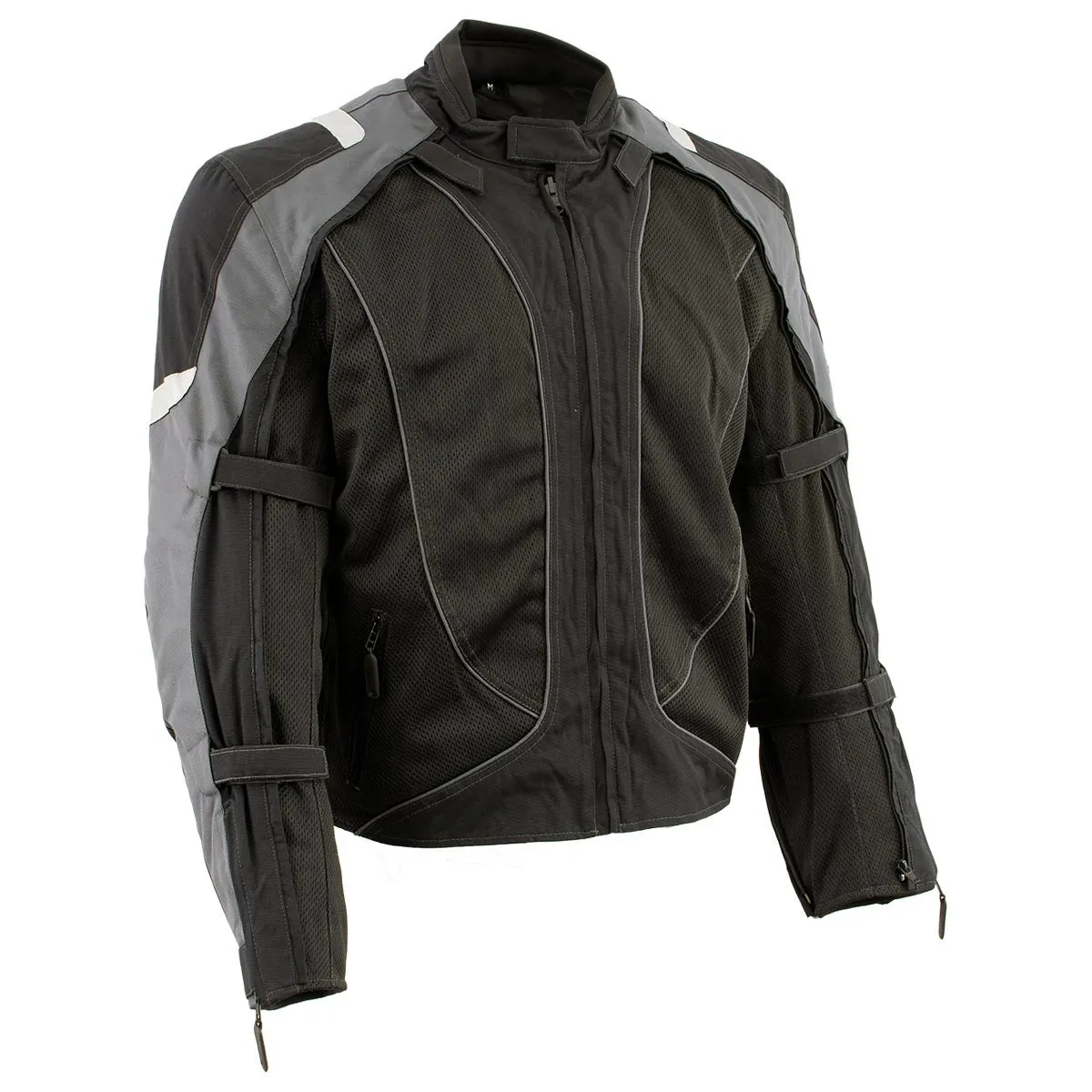 NexGen SH2325 Men's Armored Two in One Textile and Mesh Racing Jacket with Retractable Hi Viz Protection