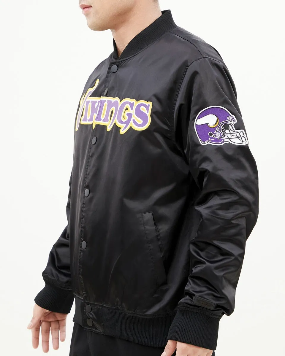 NFL MINNESOTA VIKINGS BIG LOGO MEN'S SATIN JACKET (BLACK)