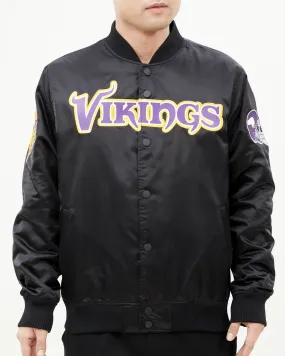 NFL MINNESOTA VIKINGS BIG LOGO MEN'S SATIN JACKET (BLACK)