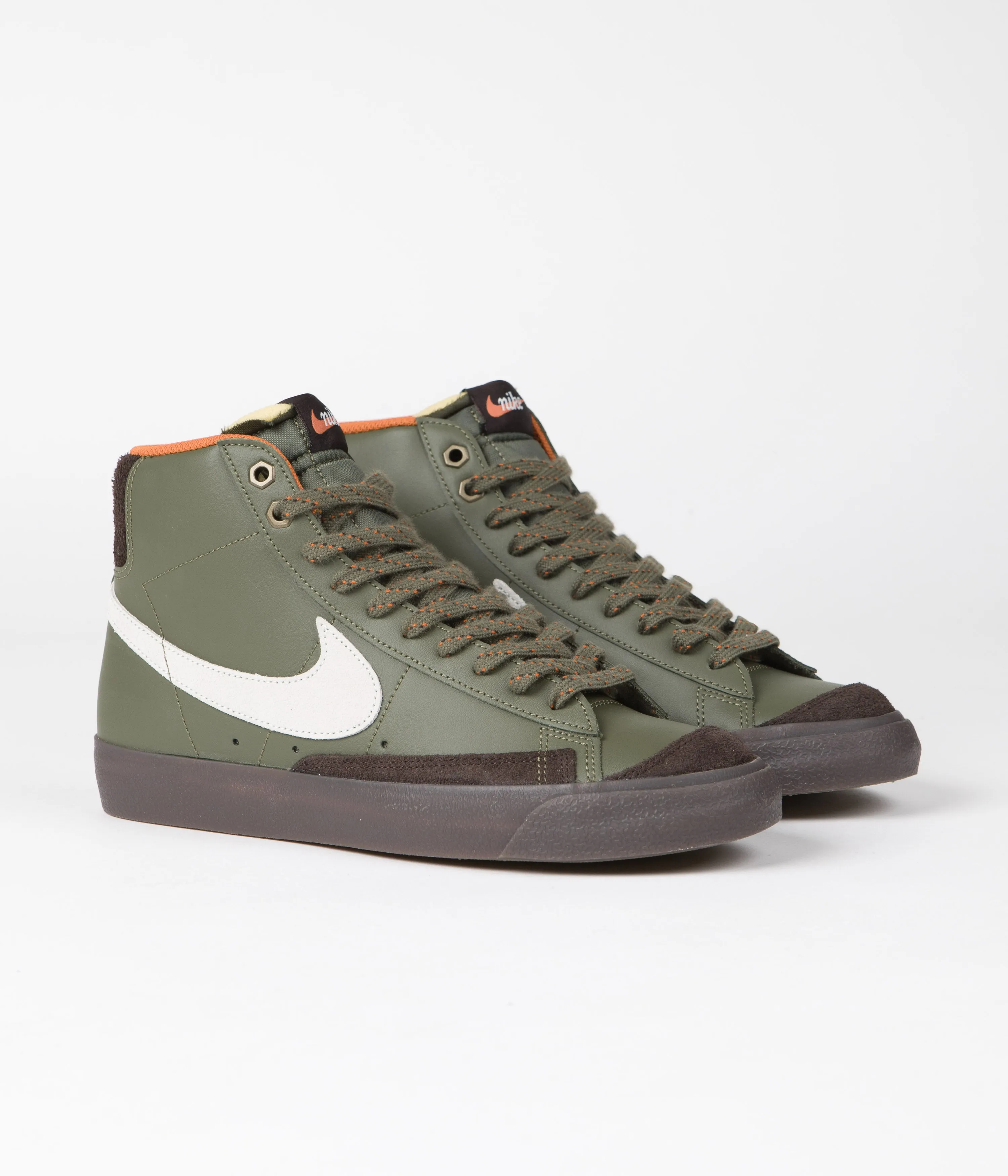 Nike Blazer Mid '77 Vintage Shoes - Army Olive / Summit White - Campfire Orange