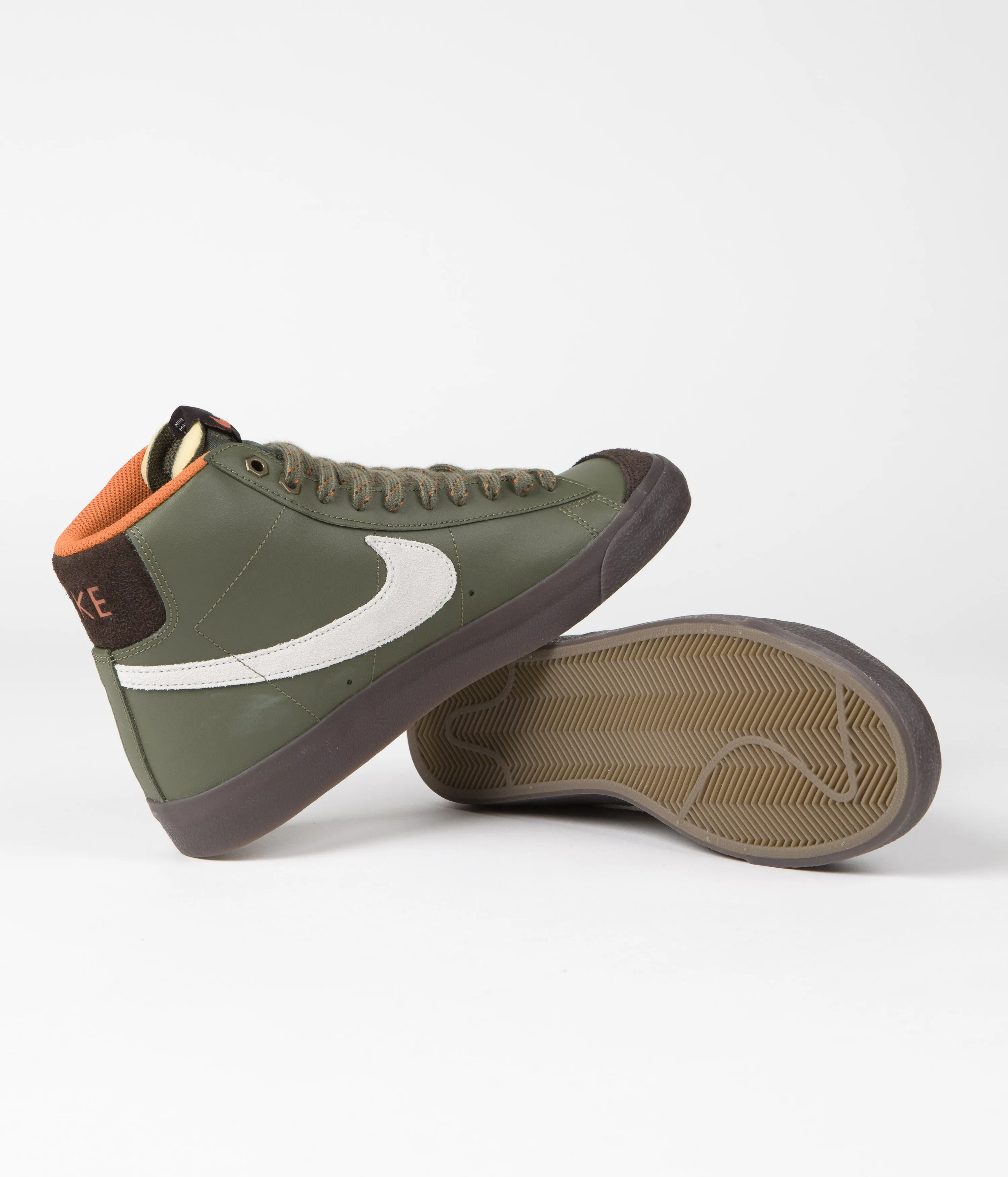 Nike Blazer Mid '77 Vintage Shoes - Army Olive / Summit White - Campfire Orange