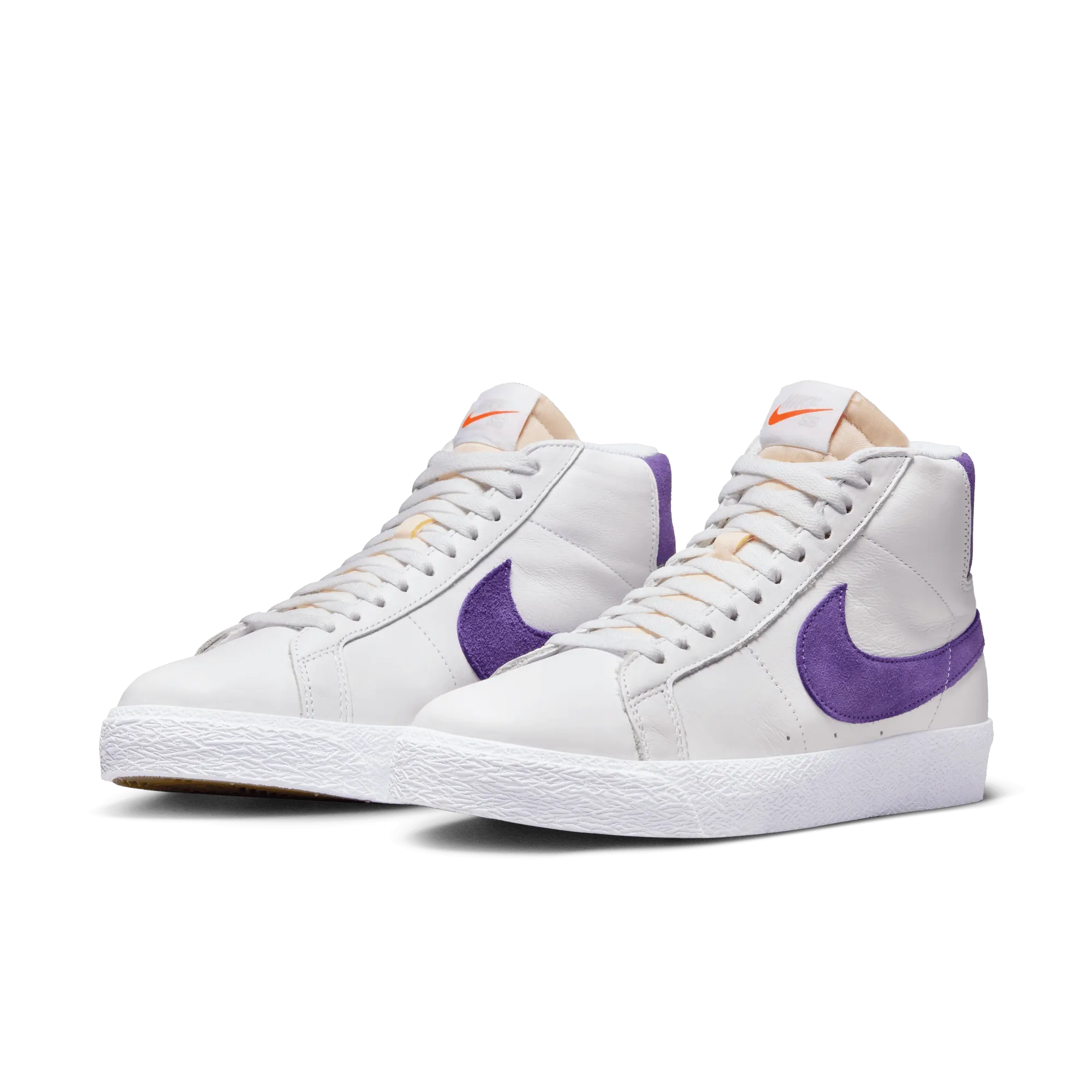 Nike SB Orange Label Zoom Blazer Mid Shoes -  White / Court Purple - Gum Light Brown