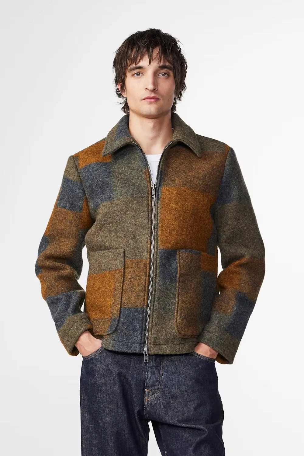 NN.07 Brown Check Gael Zip Wool Jacket (Limited Edition)