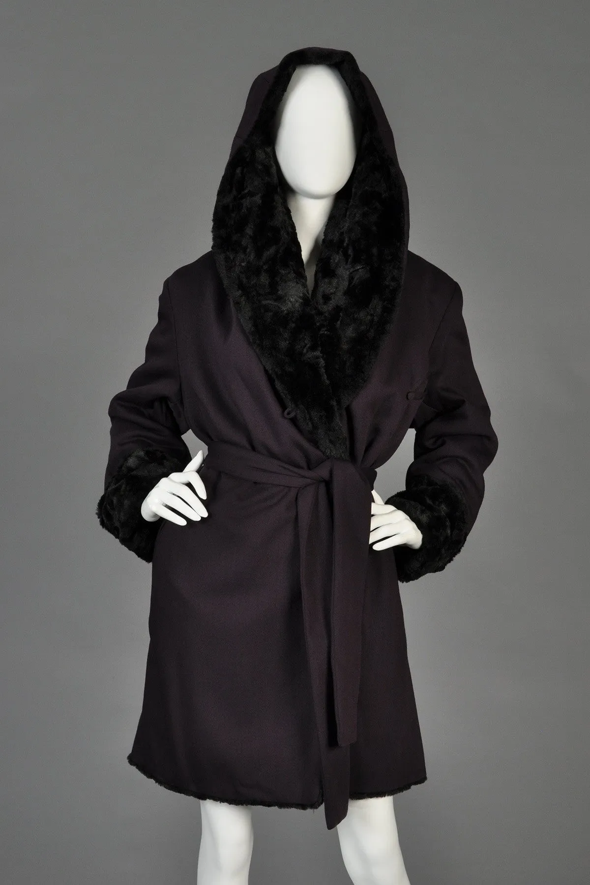 Norma Kamali OMO Hooded Faux Fur Coat