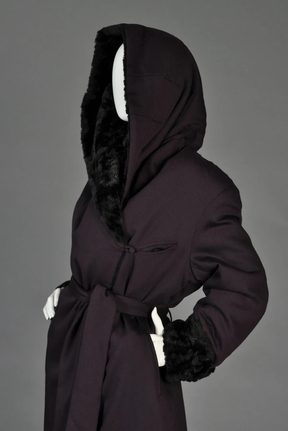 Norma Kamali OMO Hooded Faux Fur Coat