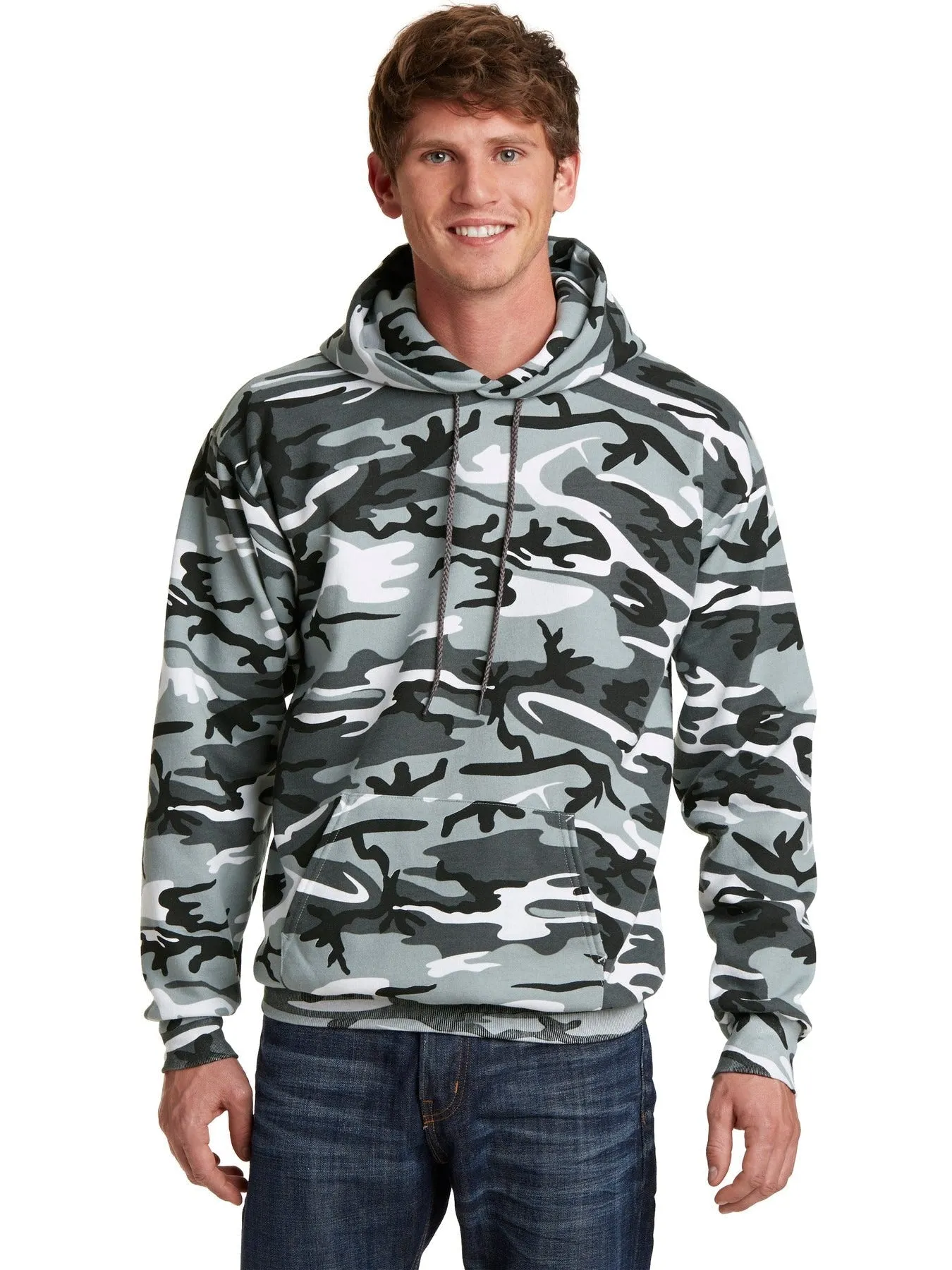 OUTLET-Port & Company Core Fleece Camo Pullover Hooded Sweatshirt