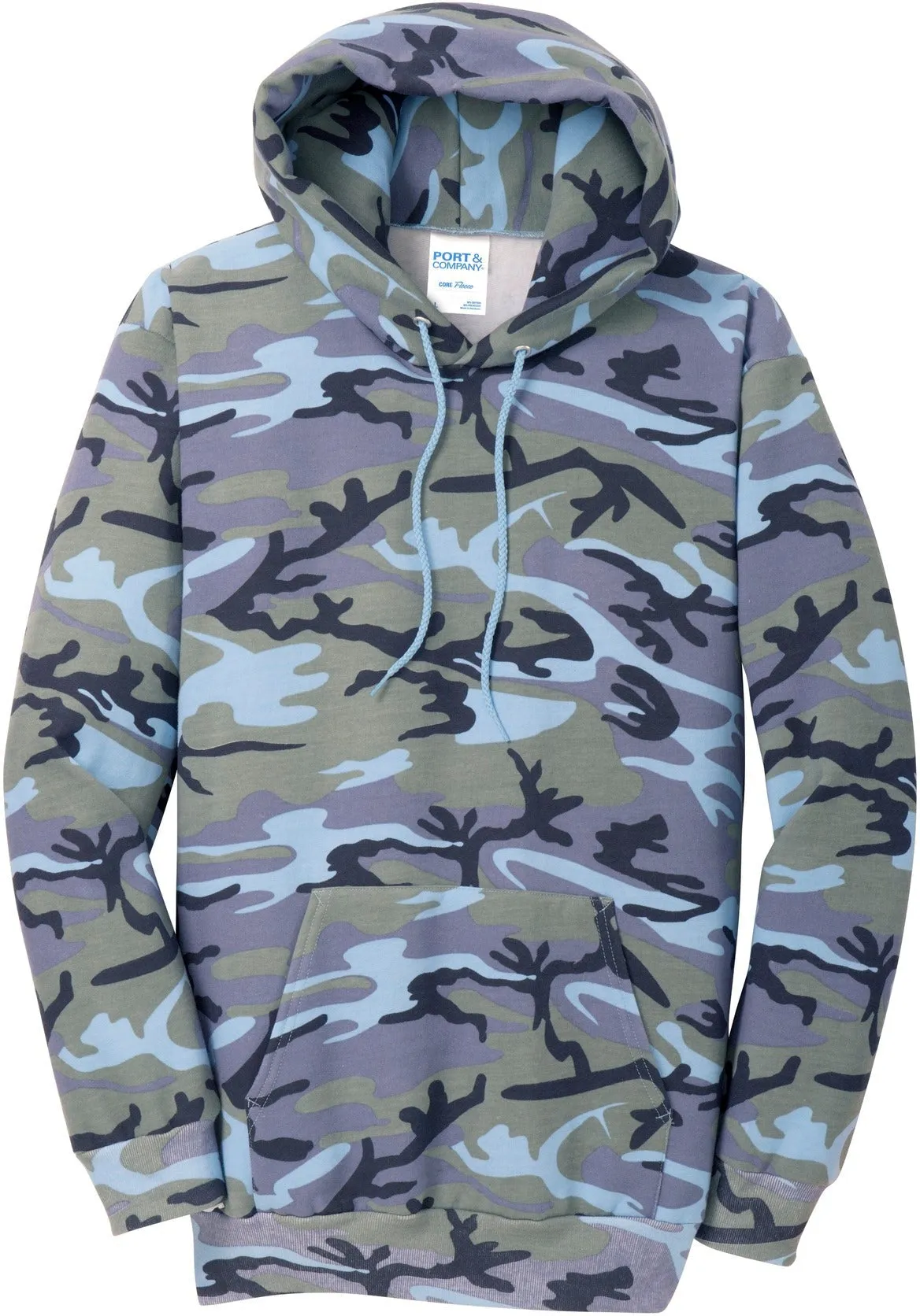 OUTLET-Port & Company Core Fleece Camo Pullover Hooded Sweatshirt