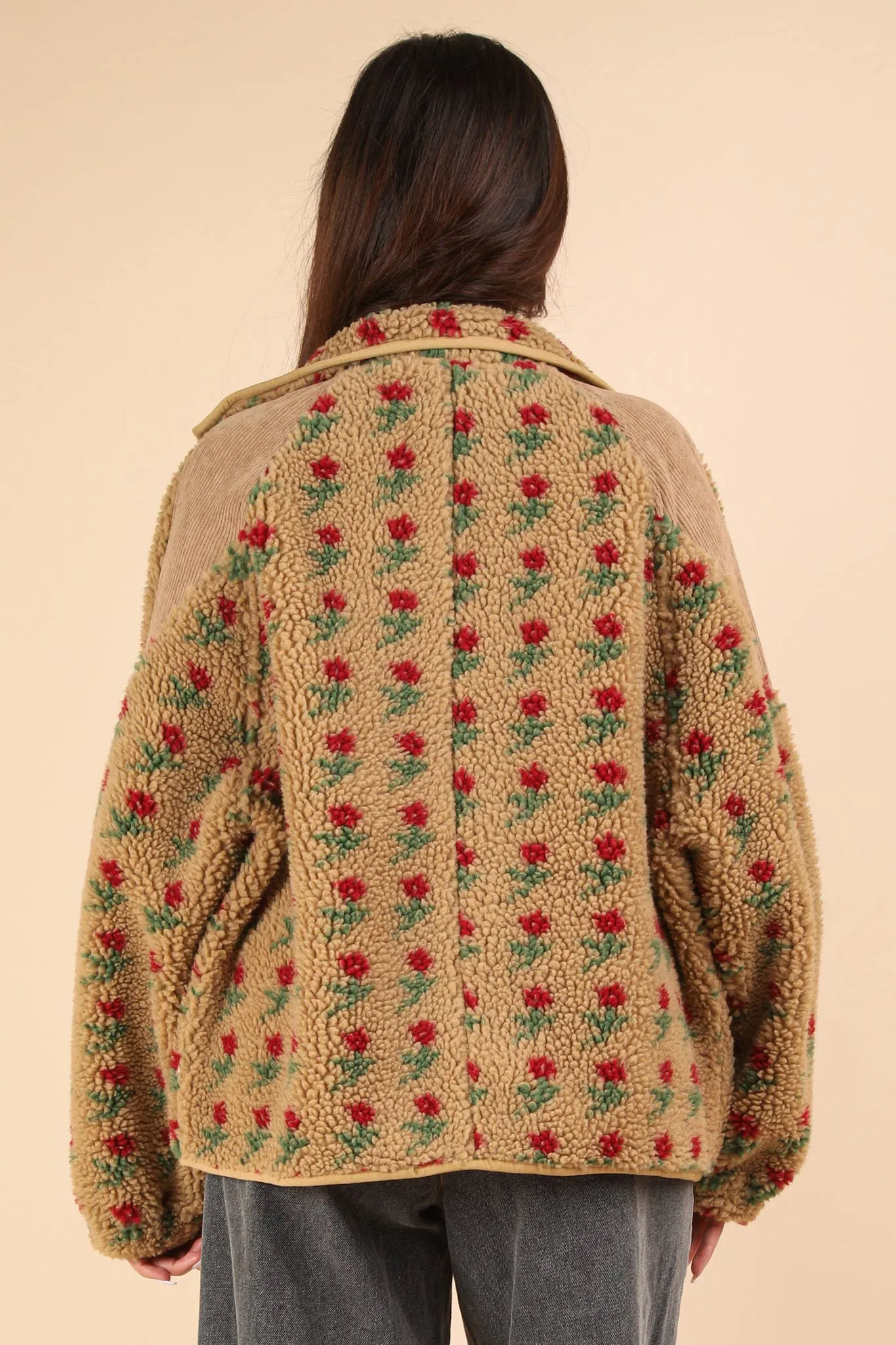 Oversized Printed Fleece Jacket