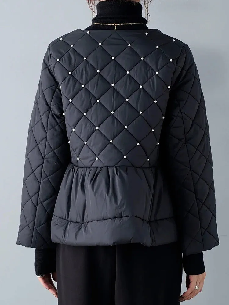 Pearl-Accent Quilted Jacket