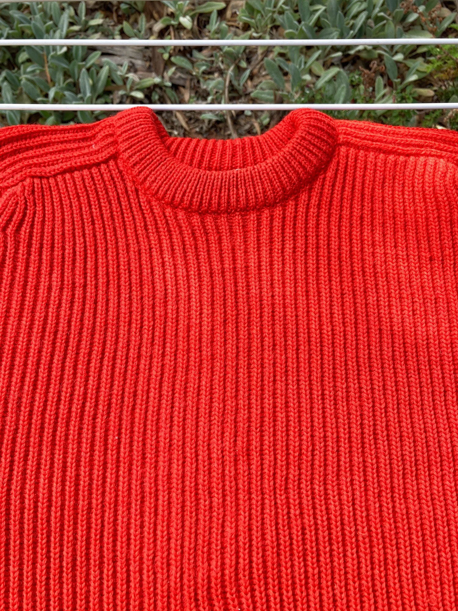 Peter Storm 1984 orange-y red W1 proofed wool waterproof crew neck jumper - M