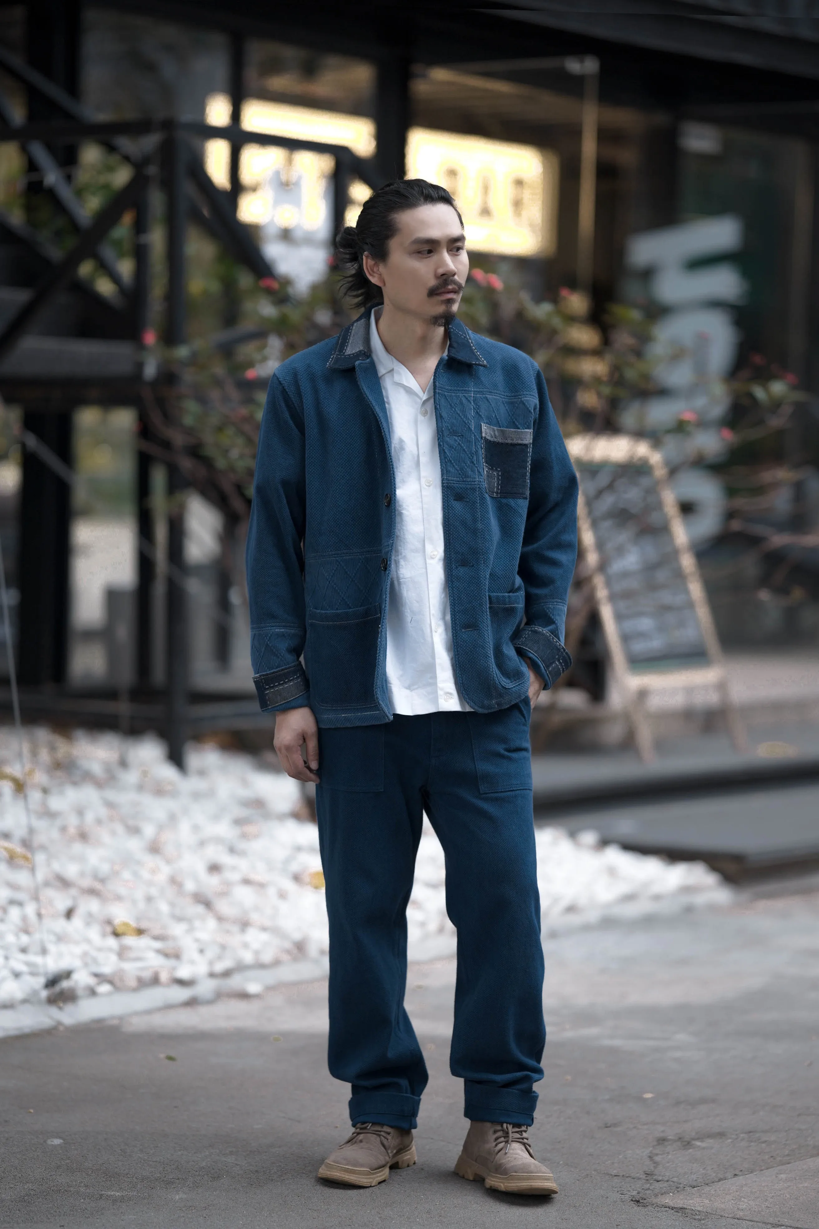 Plant Dyed Indigo Dyed Casual Pure Cotton Jacket