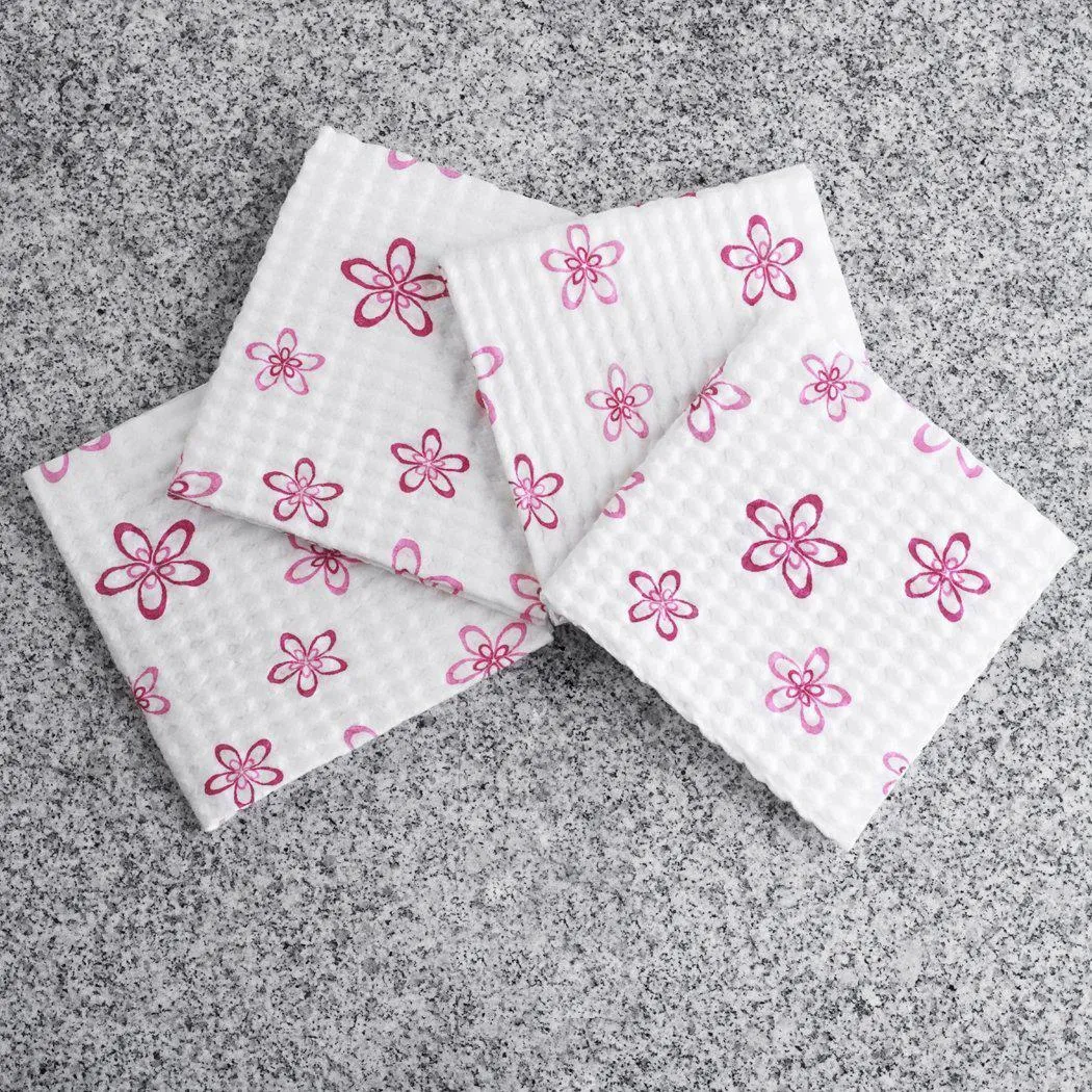 Pretty & Pink Highly Absorbent Quilted Cleaning Cloths (4 Pack)