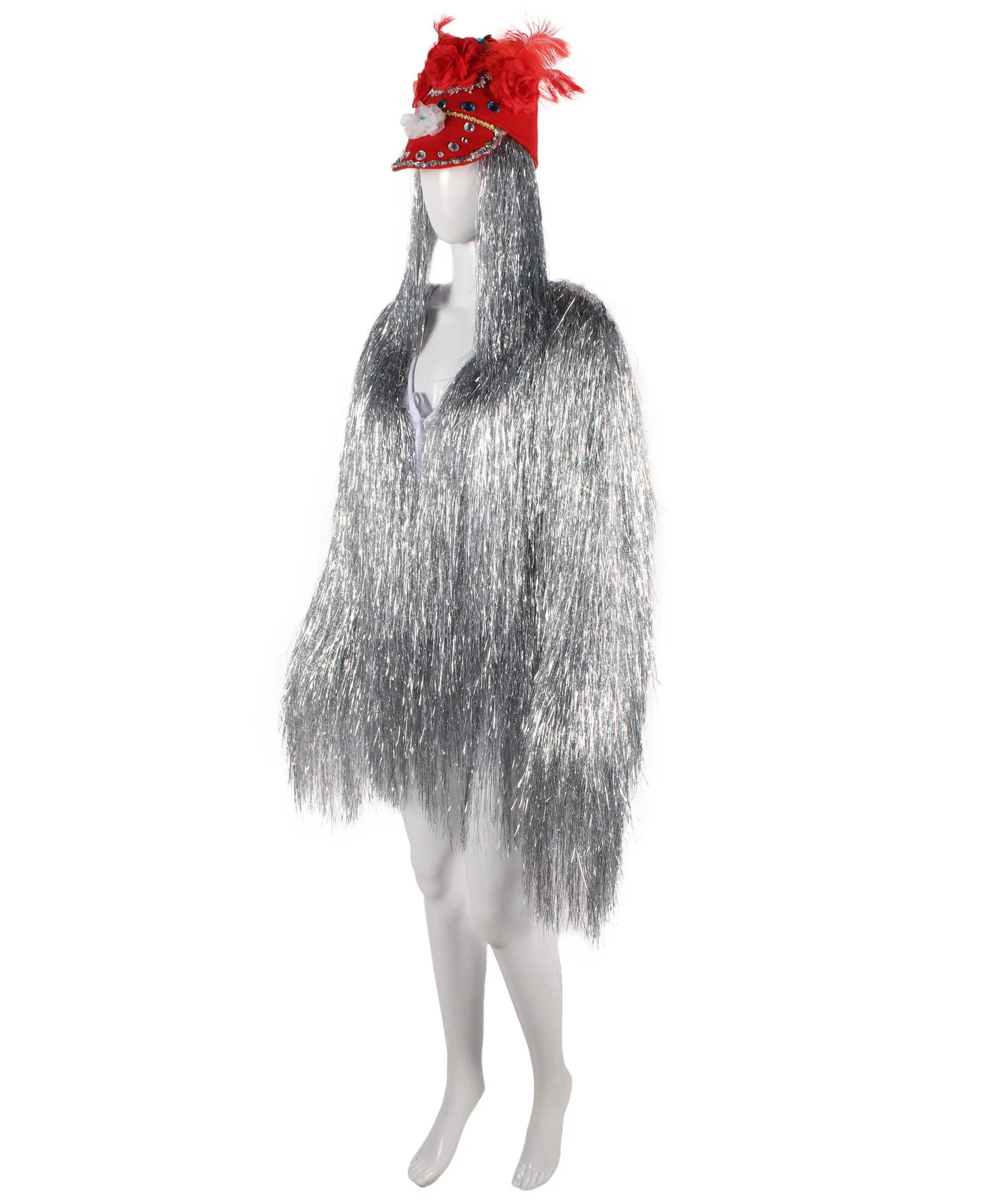 Pryzm All the Rave Tinsel Costume - Unisex Tinsel Jacket and Headpiece Multiple Color Option