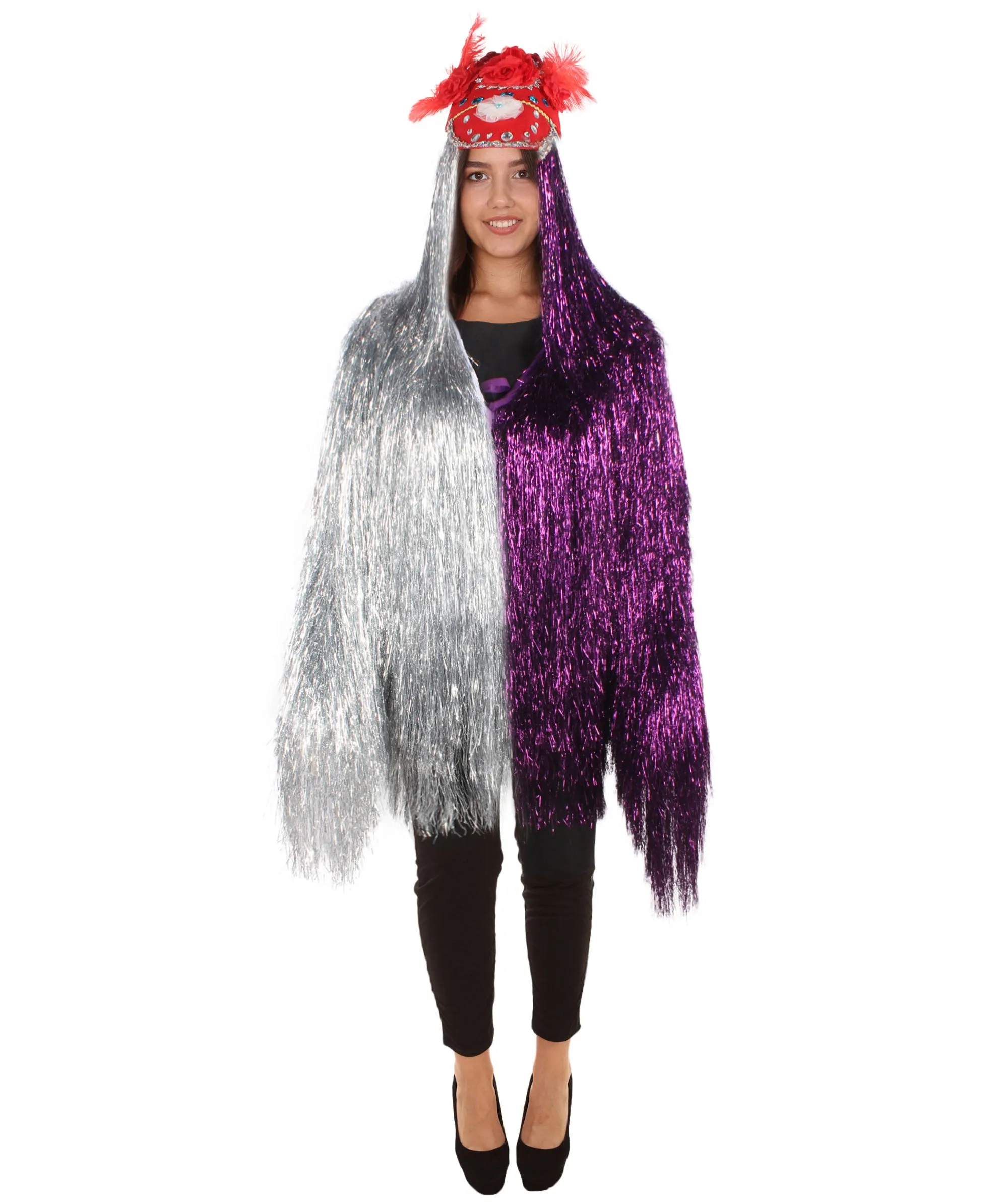 Pryzm All the Rave Tinsel Costume - Unisex Tinsel Jacket and Headpiece Multiple Color Option