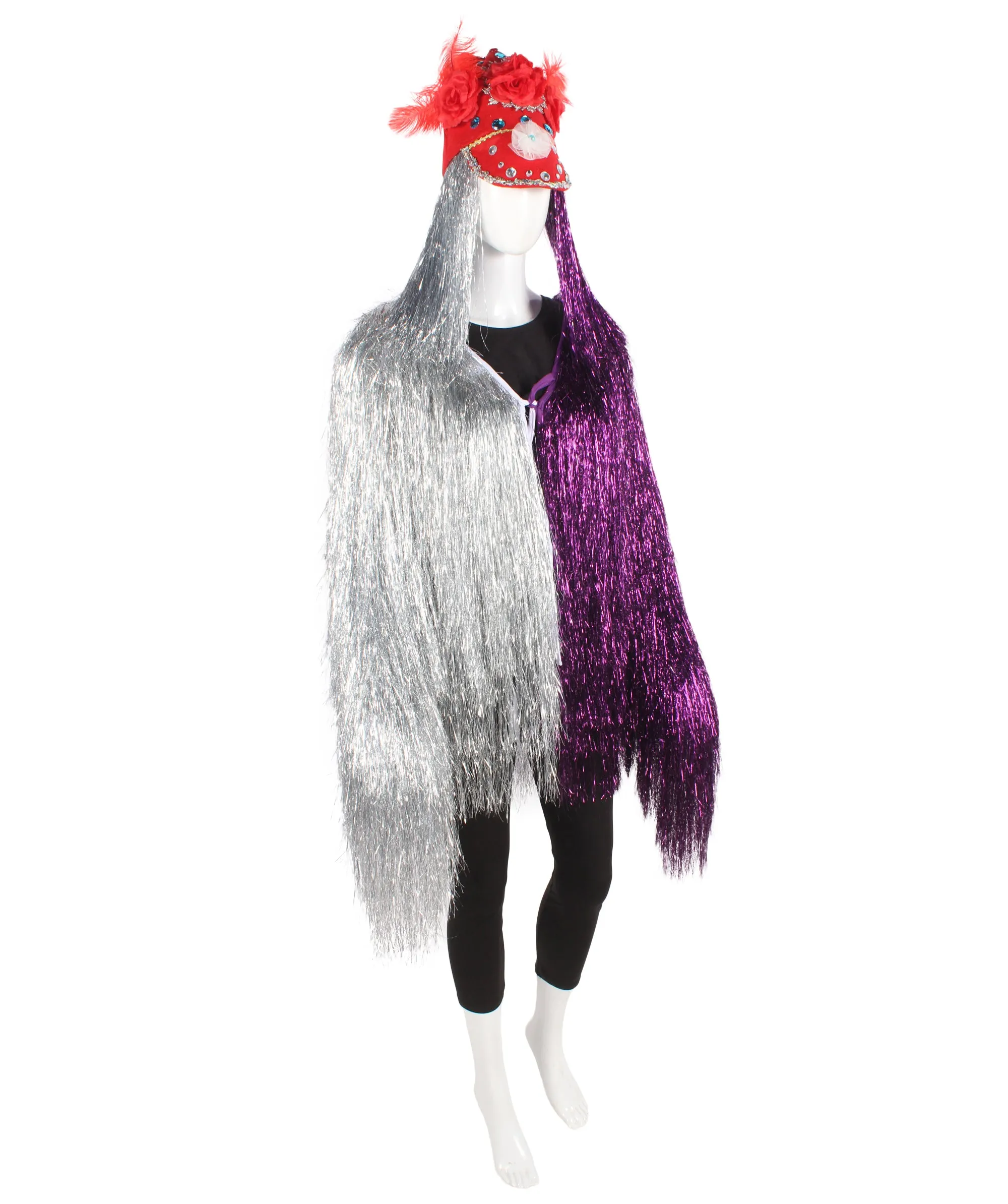 Pryzm All the Rave Tinsel Costume - Unisex Tinsel Jacket and Headpiece Multiple Color Option