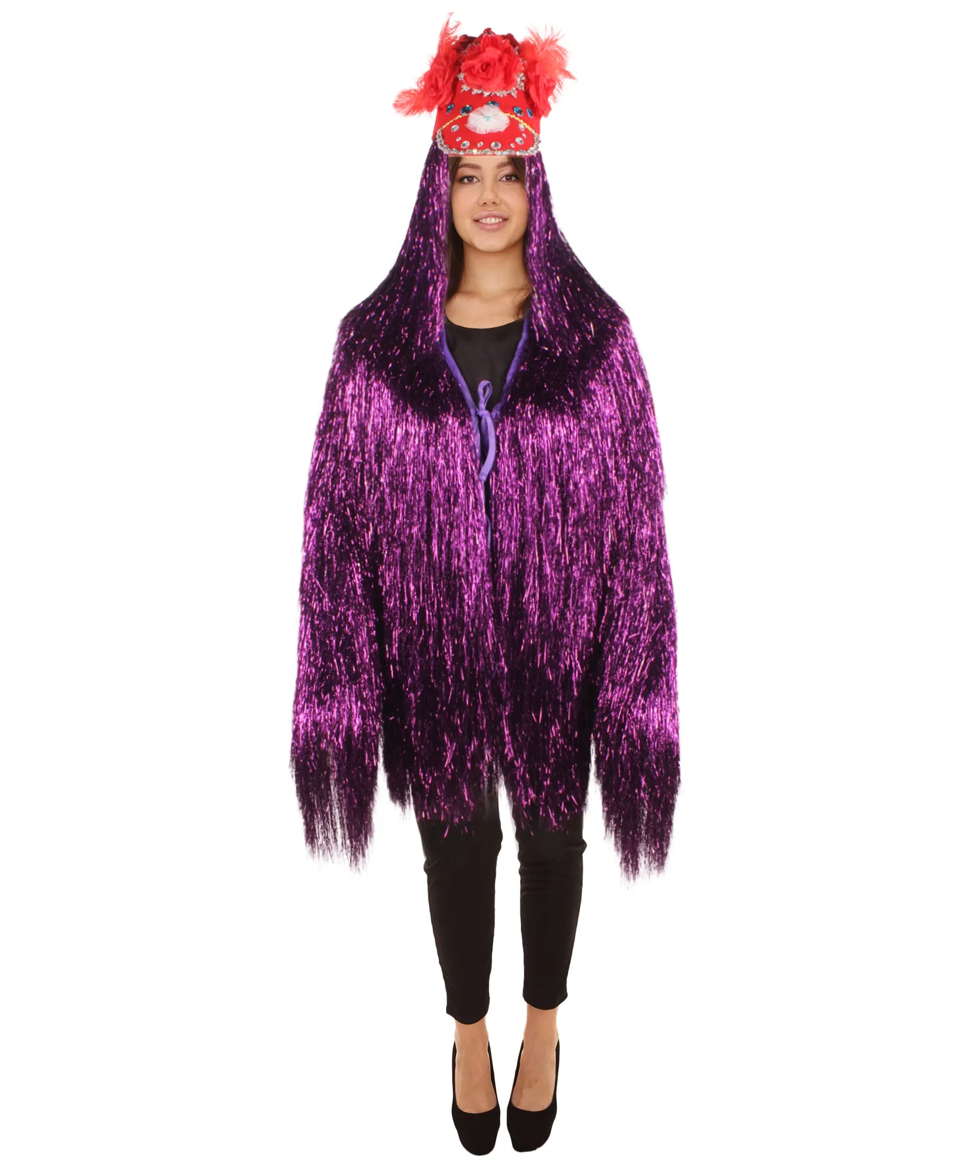 Pryzm All the Rave Tinsel Costume - Unisex Tinsel Jacket and Headpiece Multiple Color Option