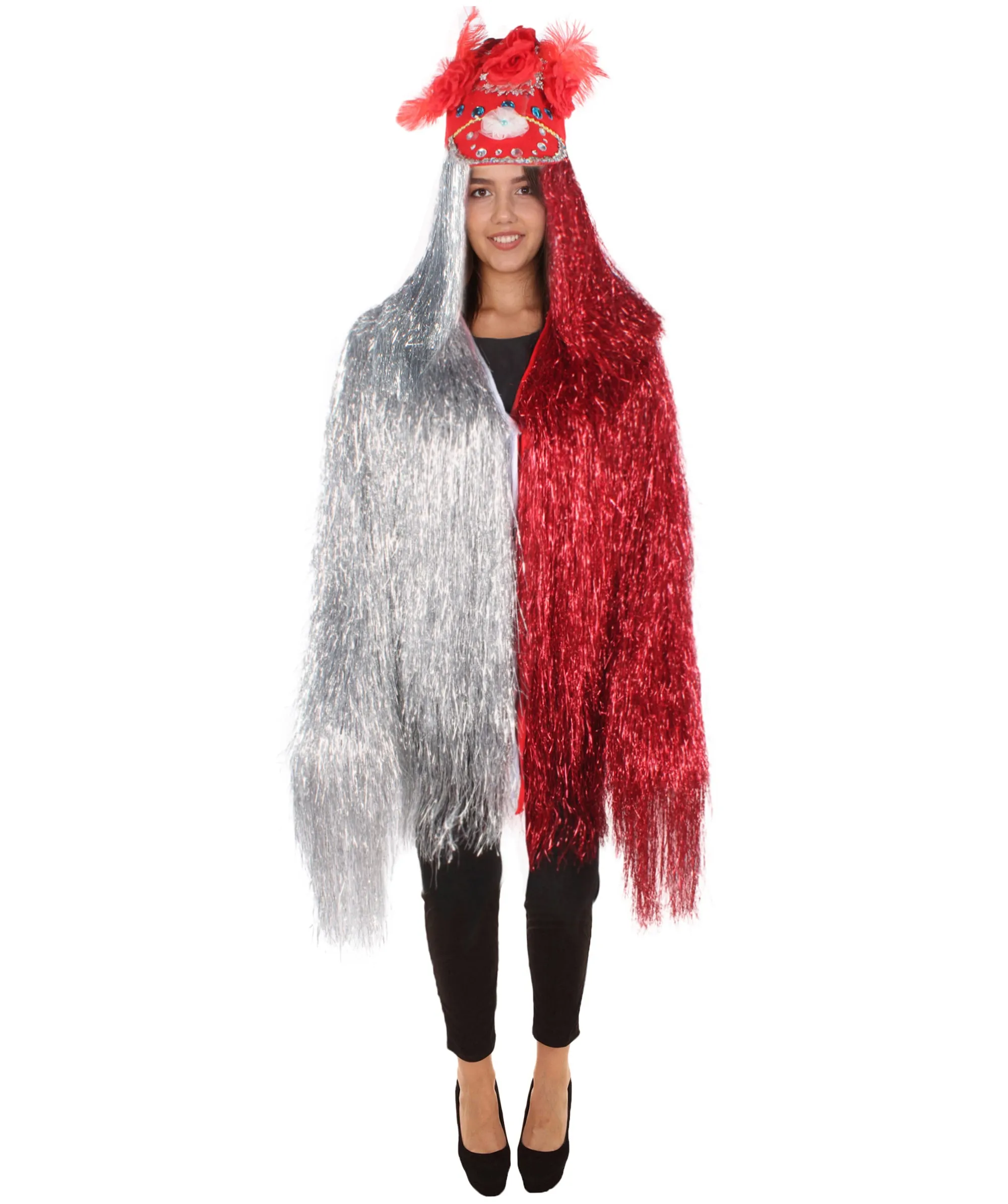 Pryzm All the Rave Tinsel Costume - Unisex Tinsel Jacket and Headpiece Multiple Color Option