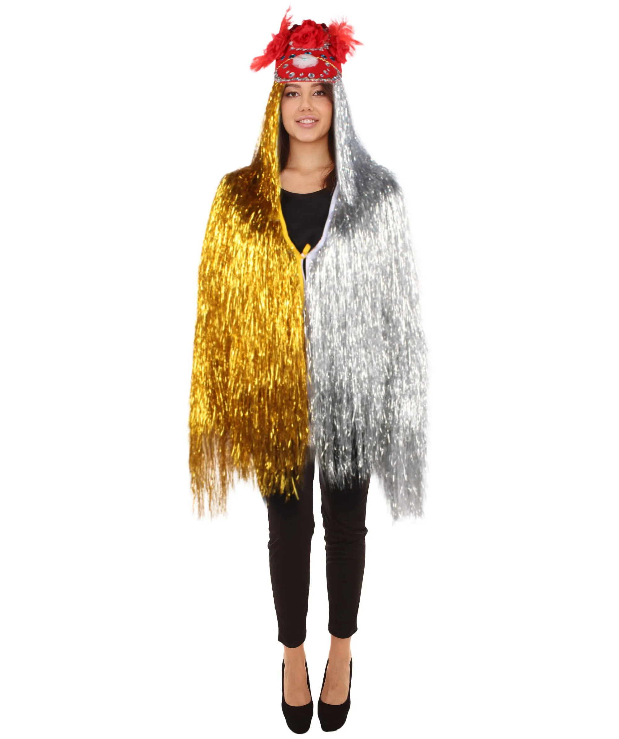 Pryzm All the Rave Tinsel Costume - Unisex Tinsel Jacket and Headpiece Multiple Color Option