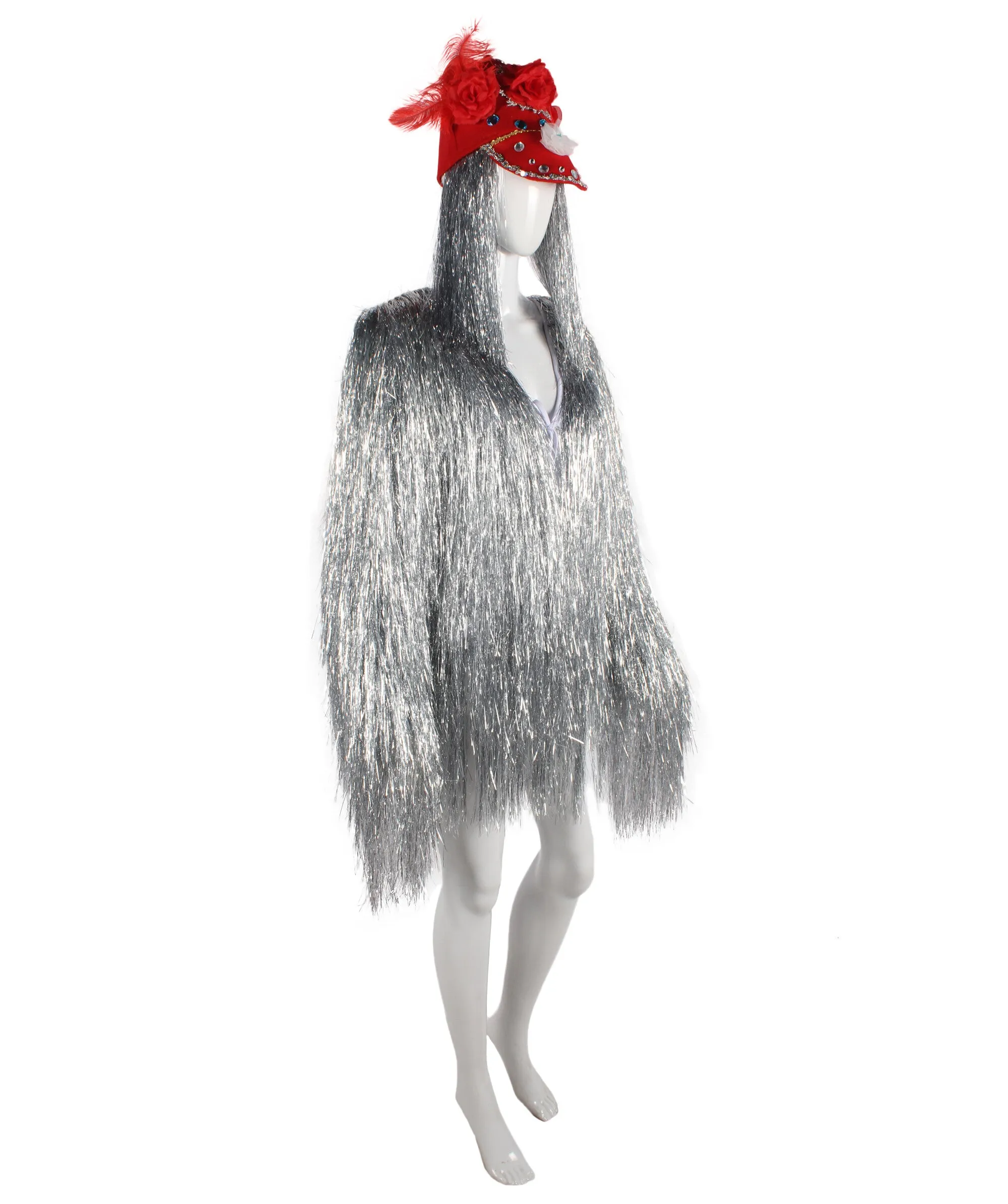 Pryzm All the Rave Tinsel Costume - Unisex Tinsel Jacket and Headpiece Multiple Color Option