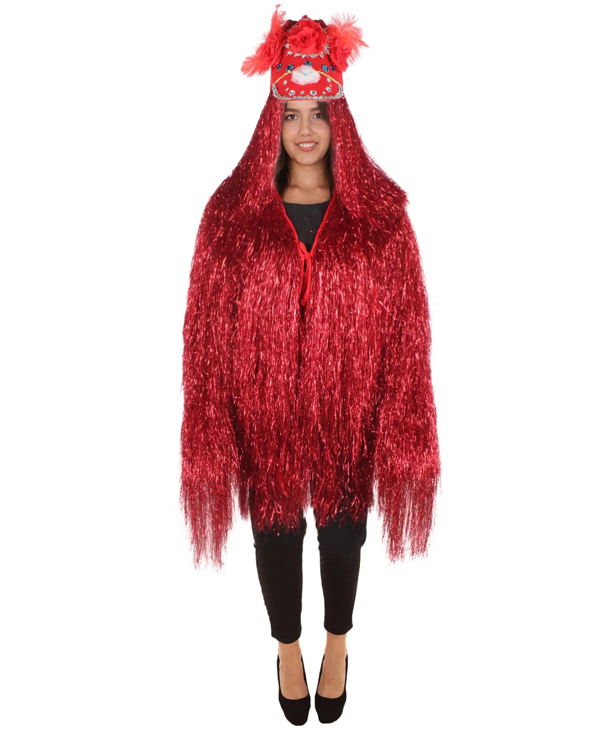 Pryzm All the Rave Tinsel Costume - Unisex Tinsel Jacket and Headpiece Multiple Color Option