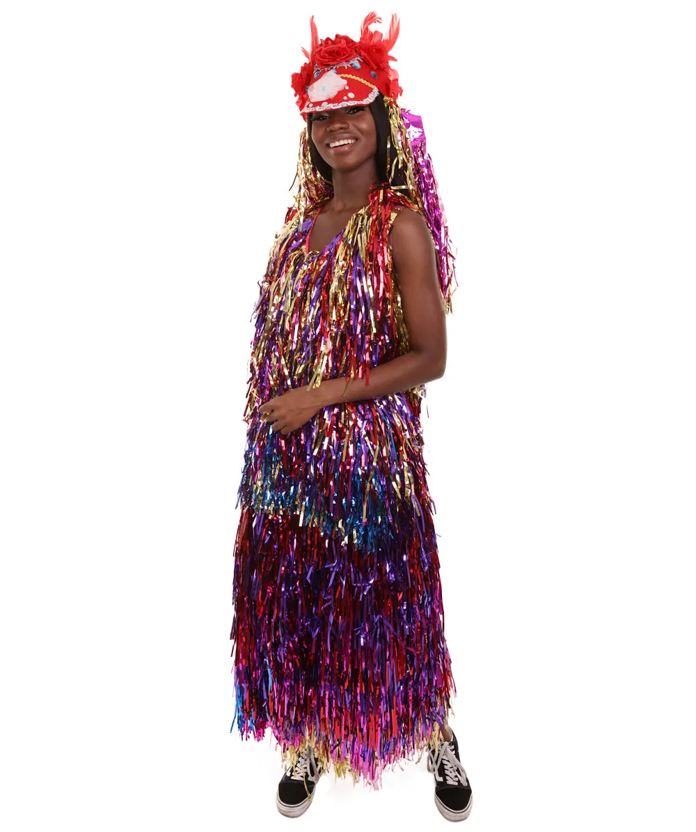 Pryzm All the Rave Tinsel Costume - Unisex Tinsel Jacket and Headpiece Multiple Color Option