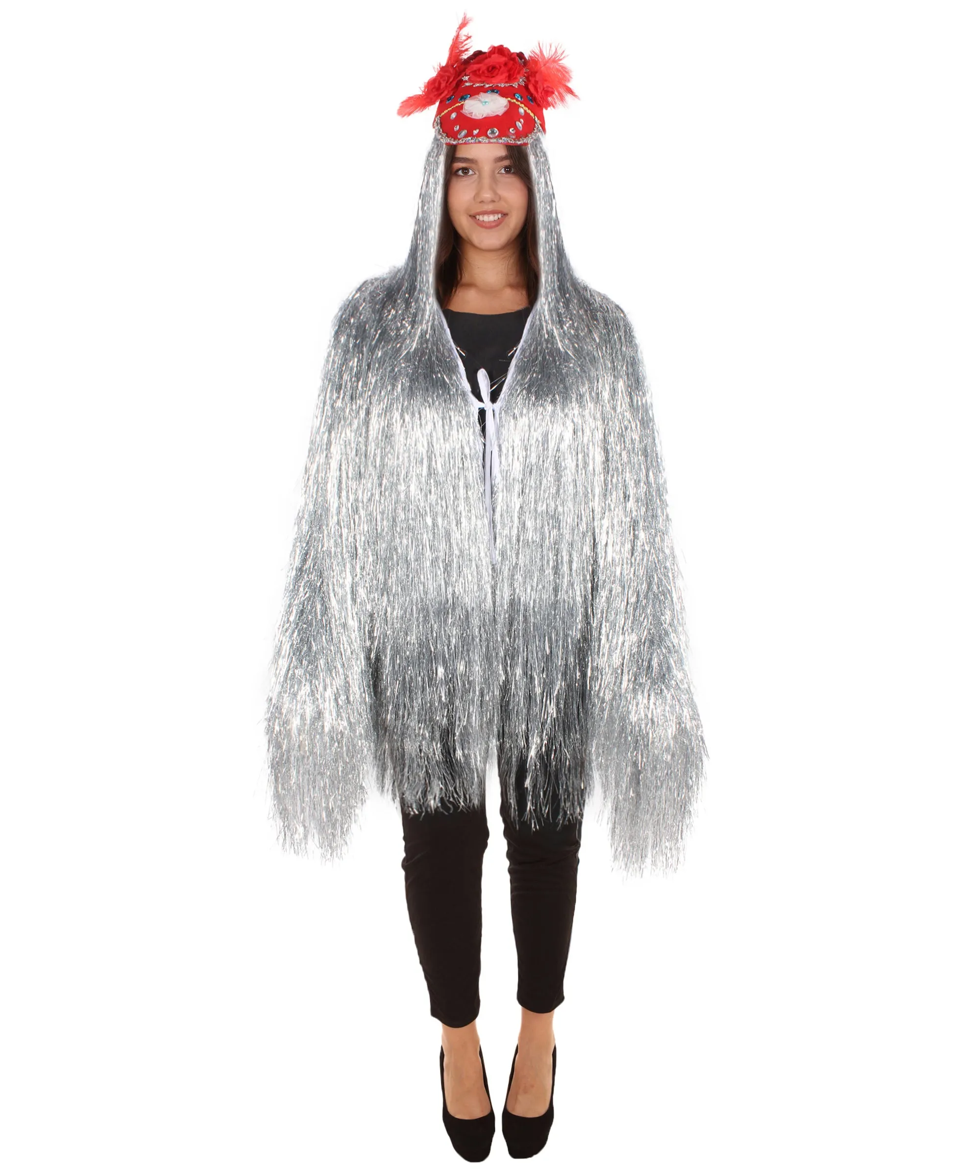 Pryzm All the Rave Tinsel Costume - Unisex Tinsel Jacket and Headpiece Multiple Color Option