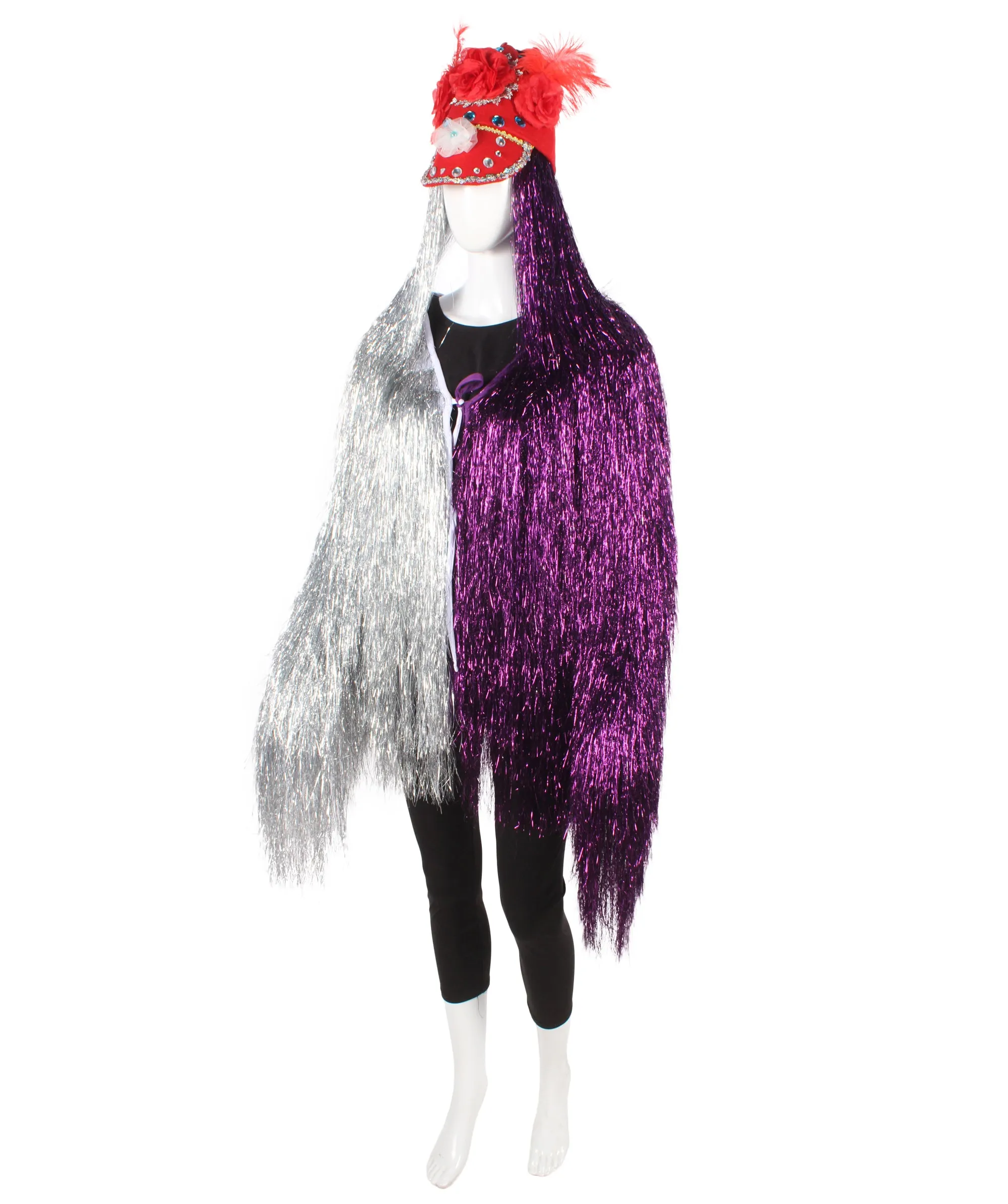 Pryzm All the Rave Tinsel Costume - Unisex Tinsel Jacket and Headpiece Multiple Color Option