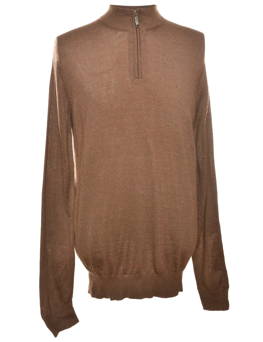 Quarter-Zip Brown Jumper - S