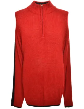 Quarter Zip Red Jumper - XL