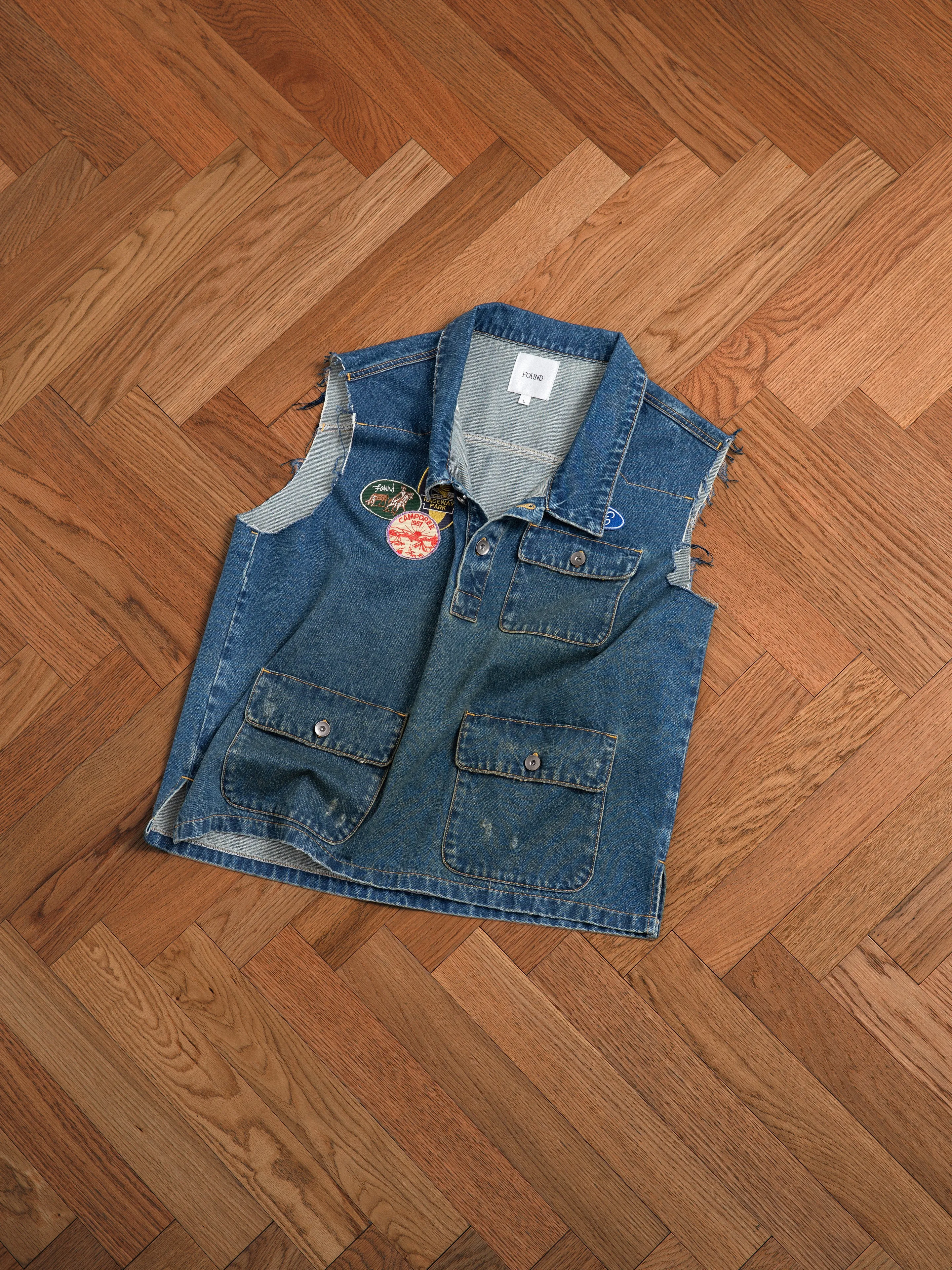 Raw Cut Patch Mechanic Denim Vest