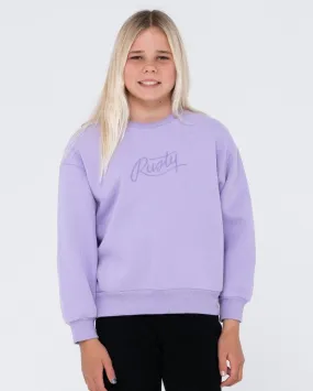 Rusty Script Oversize Crew Fleece Girls