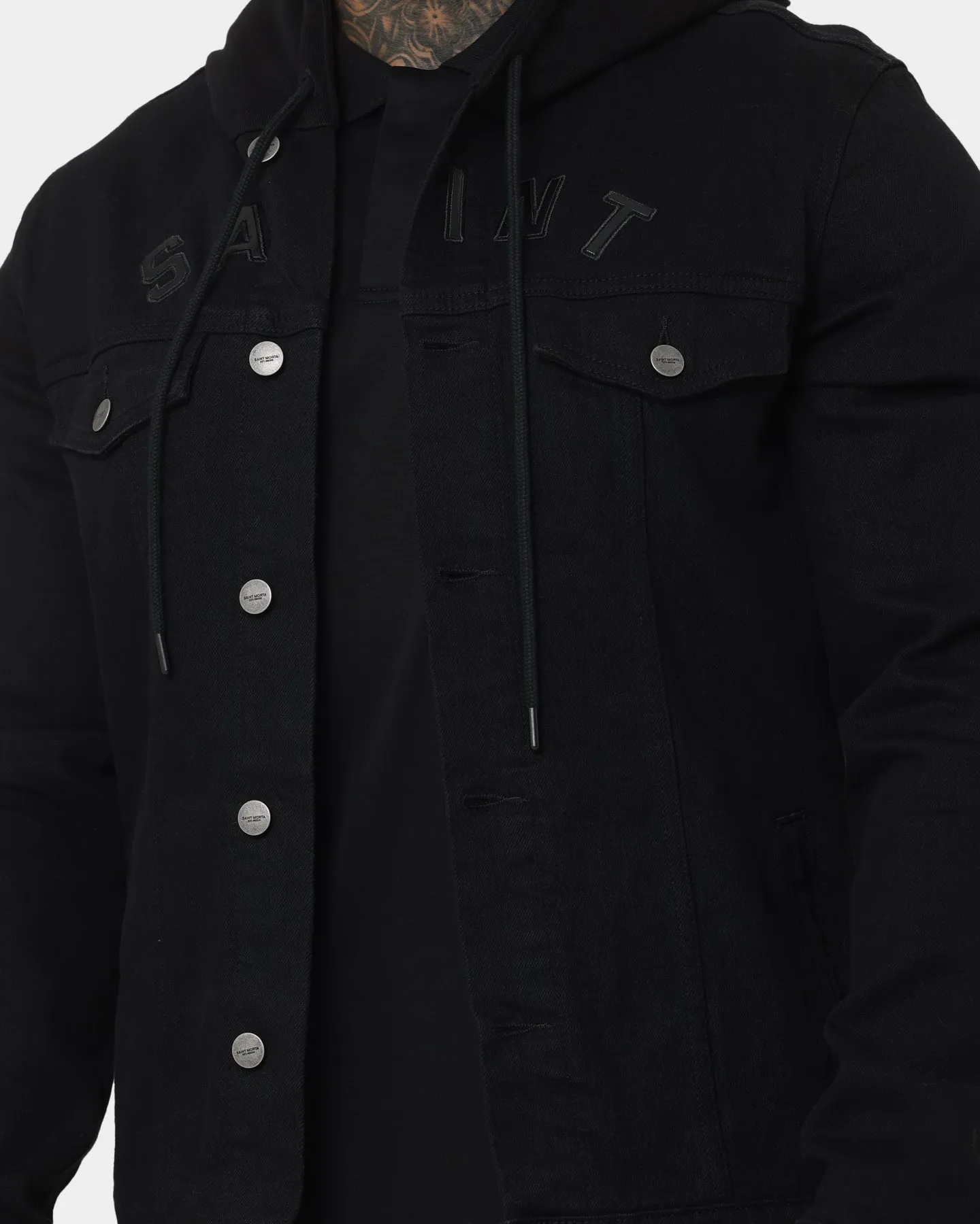 Saint Morta London Hooded Denim Jacket V2 Black/Black