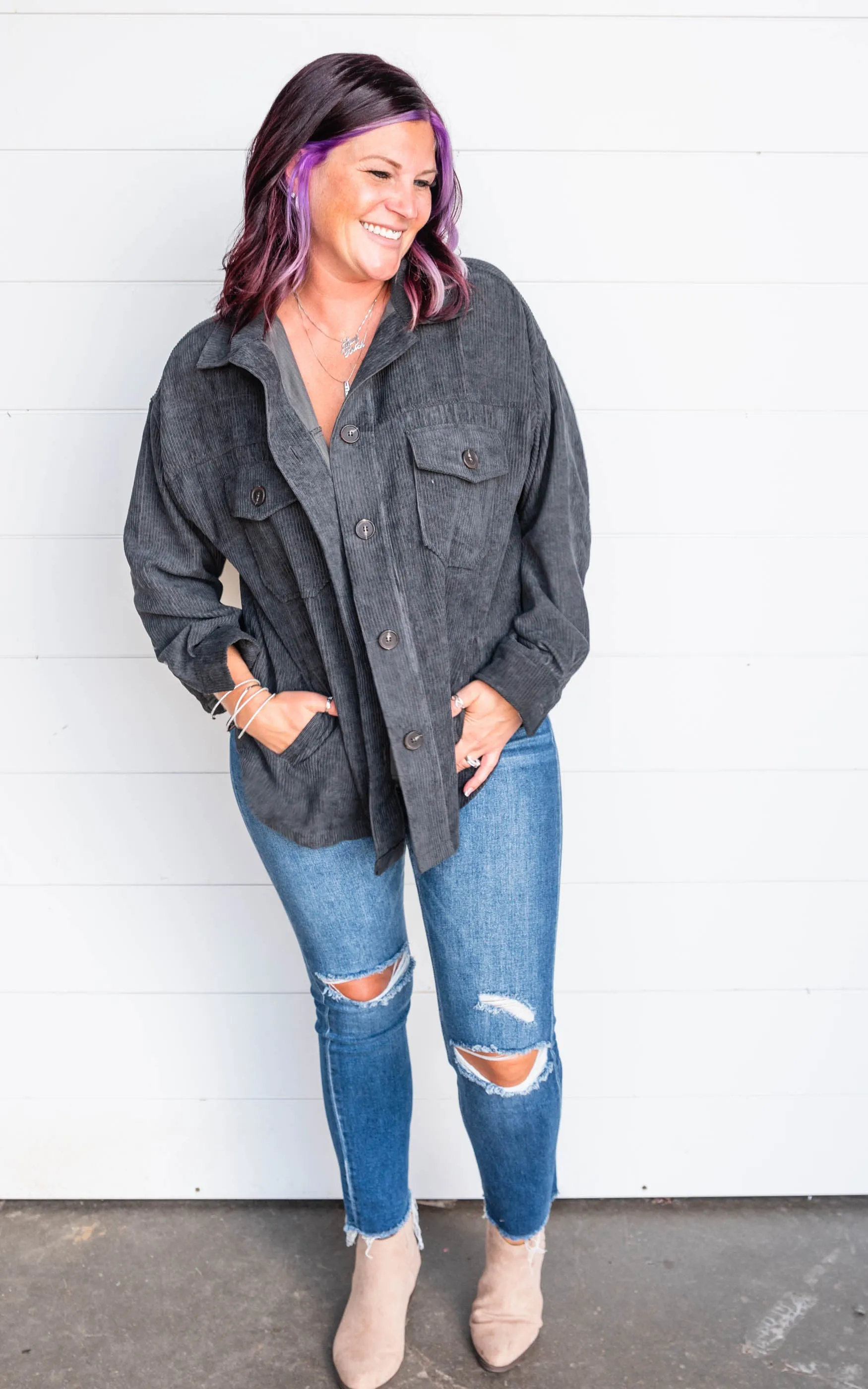 Sara's Steals & Deals: Oversized Corduroy Button Front Shacket - Part 2 - Final Sale