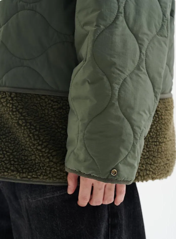 Shearling Patchwork Quilted Snap Button Jacket