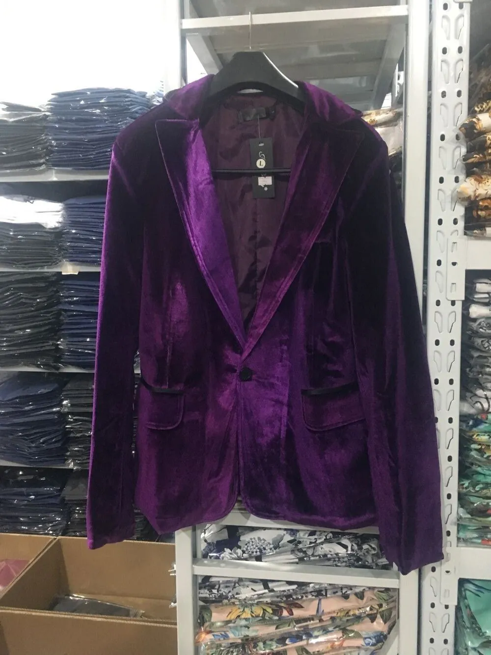 Shiny Purple One Button Velvet Blazer Jacke Herren Frühling New Slim Fit Club Party Hochzeitskleid Blazer Männlicher Blazer Masculino