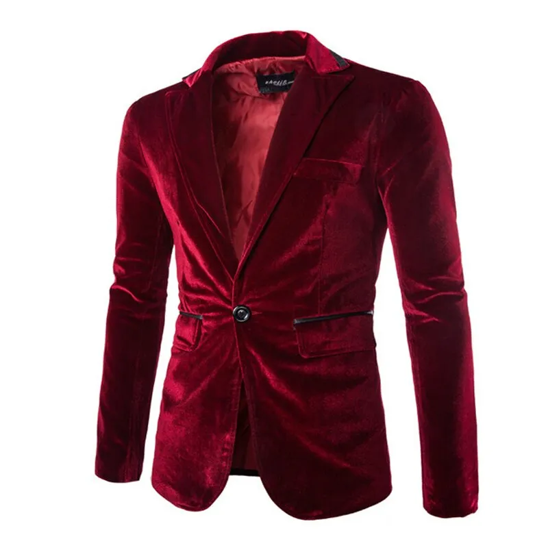 Shiny Purple One Button Velvet Blazer Jacke Herren Frühling New Slim Fit Club Party Hochzeitskleid Blazer Männlicher Blazer Masculino