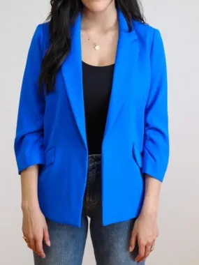 Shirred Sleeve Blazer Electric Blue