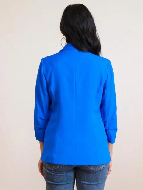 Shirred Sleeve Blazer Electric Blue