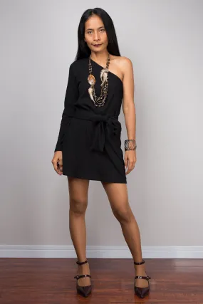 Short black one shoulder dress