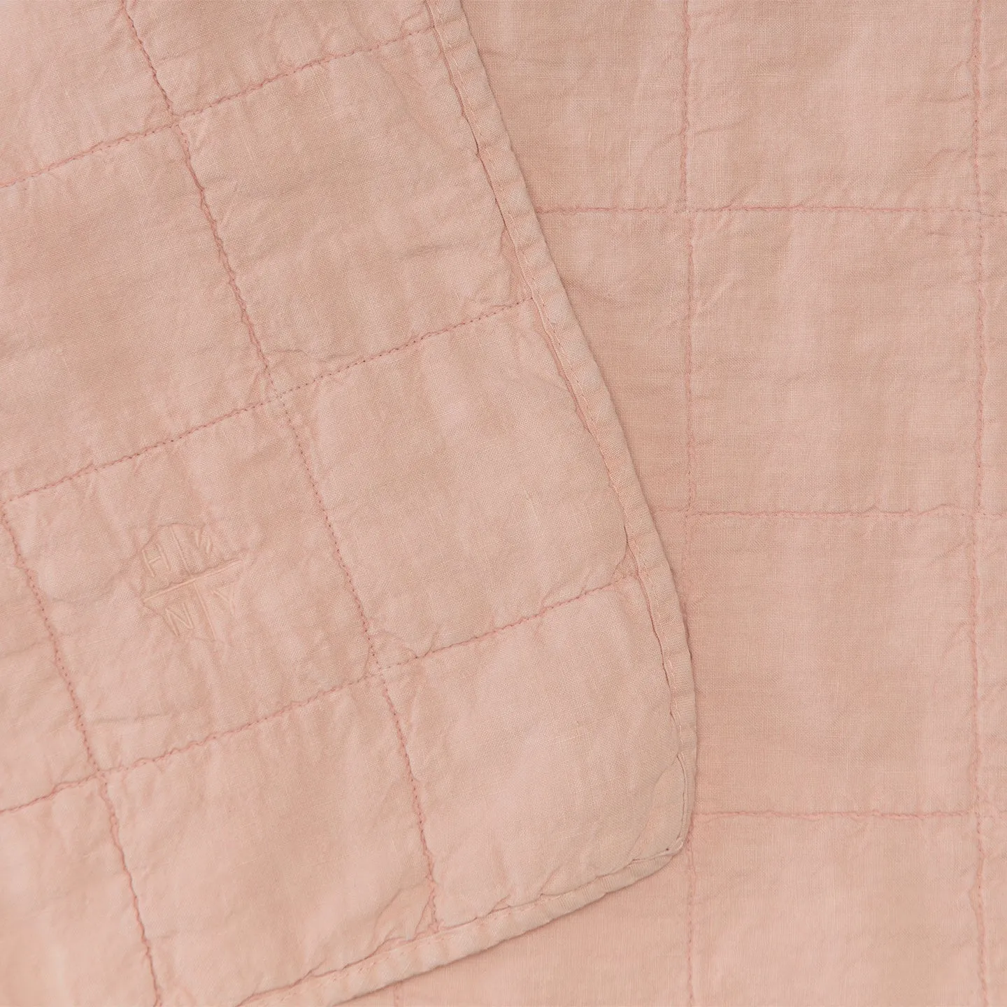 Simple Linen Quilted Throw - Blush